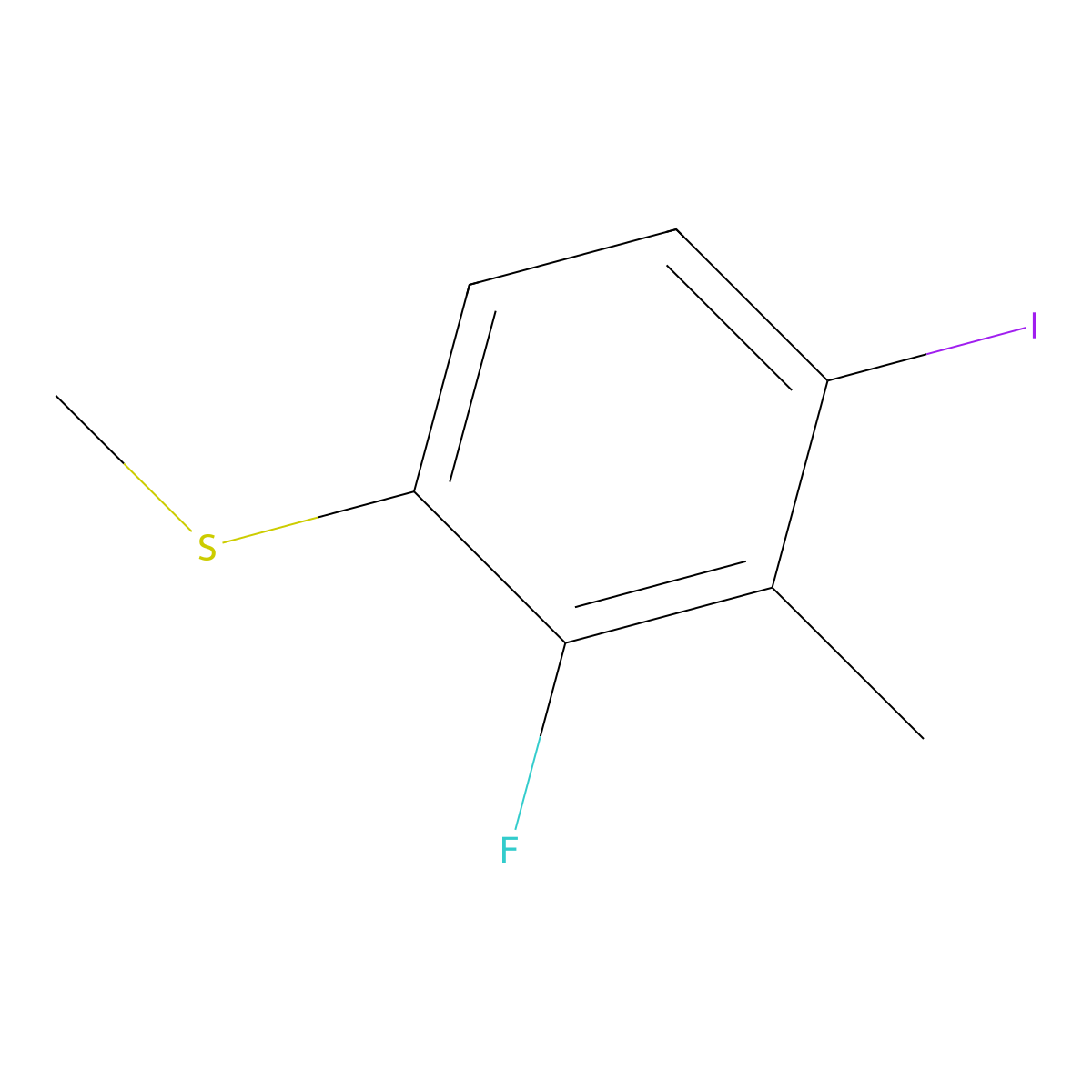 (2-Fluoro-4-iodo-3-methylphenyl)(methyl)sulfane molecular structure, CAS 2384707-09-7