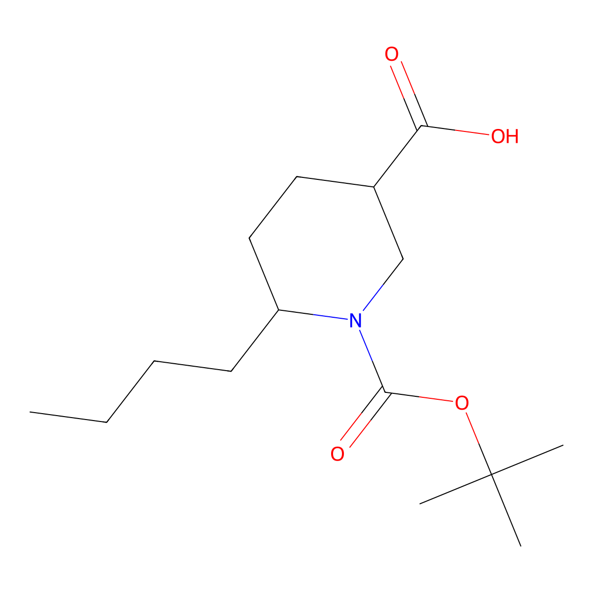 1-[(Tert-butoxy)carbonyl]-6-butylpiperidine-3-carboxylic acid molecular structure, CAS 2384709-59-3