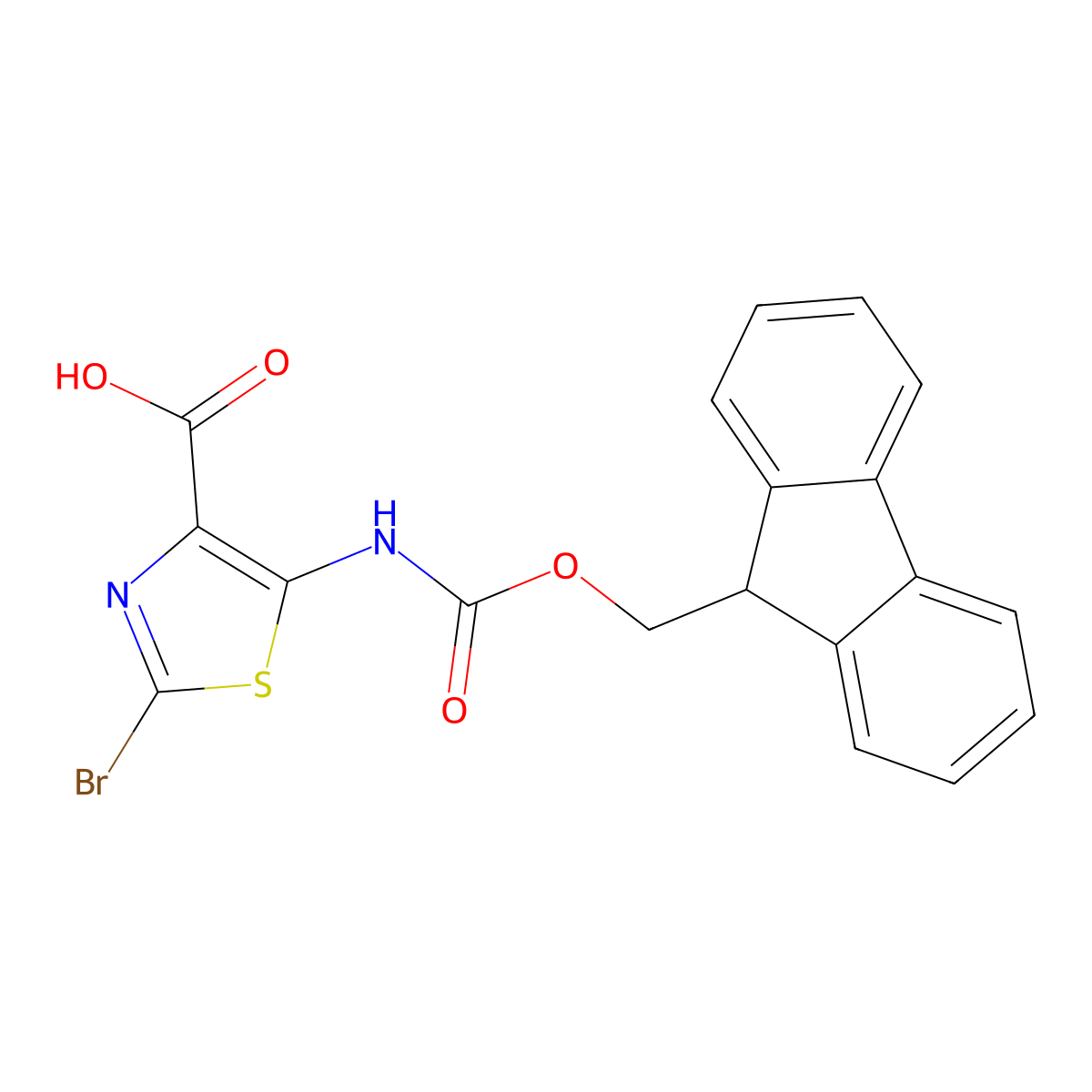 2-bromo-5-({[(9H-fluoren-9-yl)methoxy]carbonyl}amino)-1,3-thiazole-4-carboxylic acid molecular structure, CAS 2384714-78-5