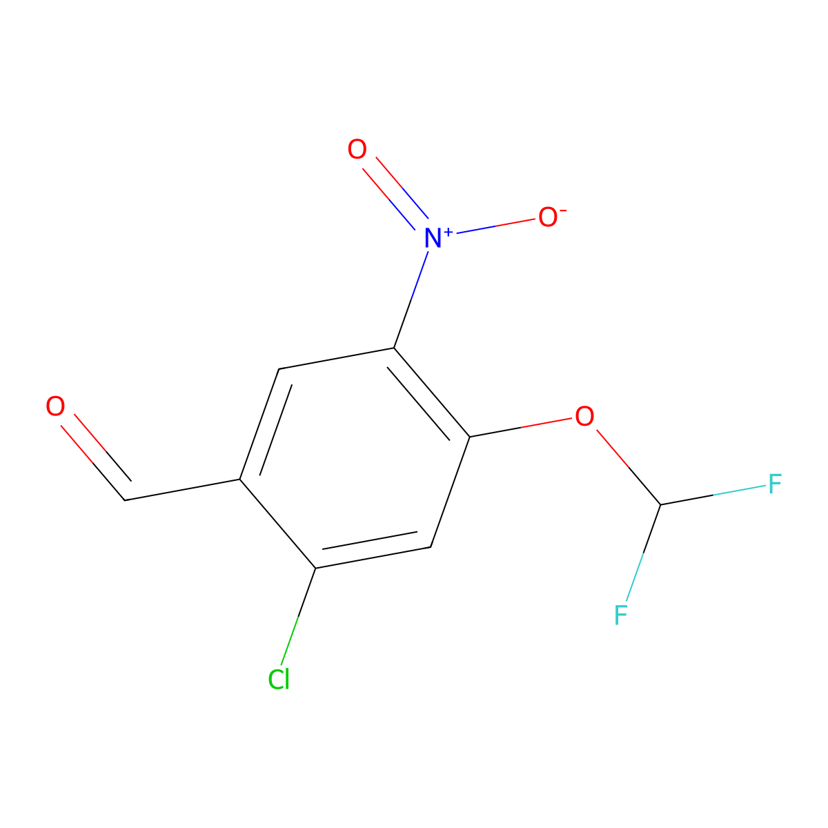 2-Chloro-4-(difluoromethoxy)-5-nitrobenzaldehyde molecular structure, CAS 2384721-80-4