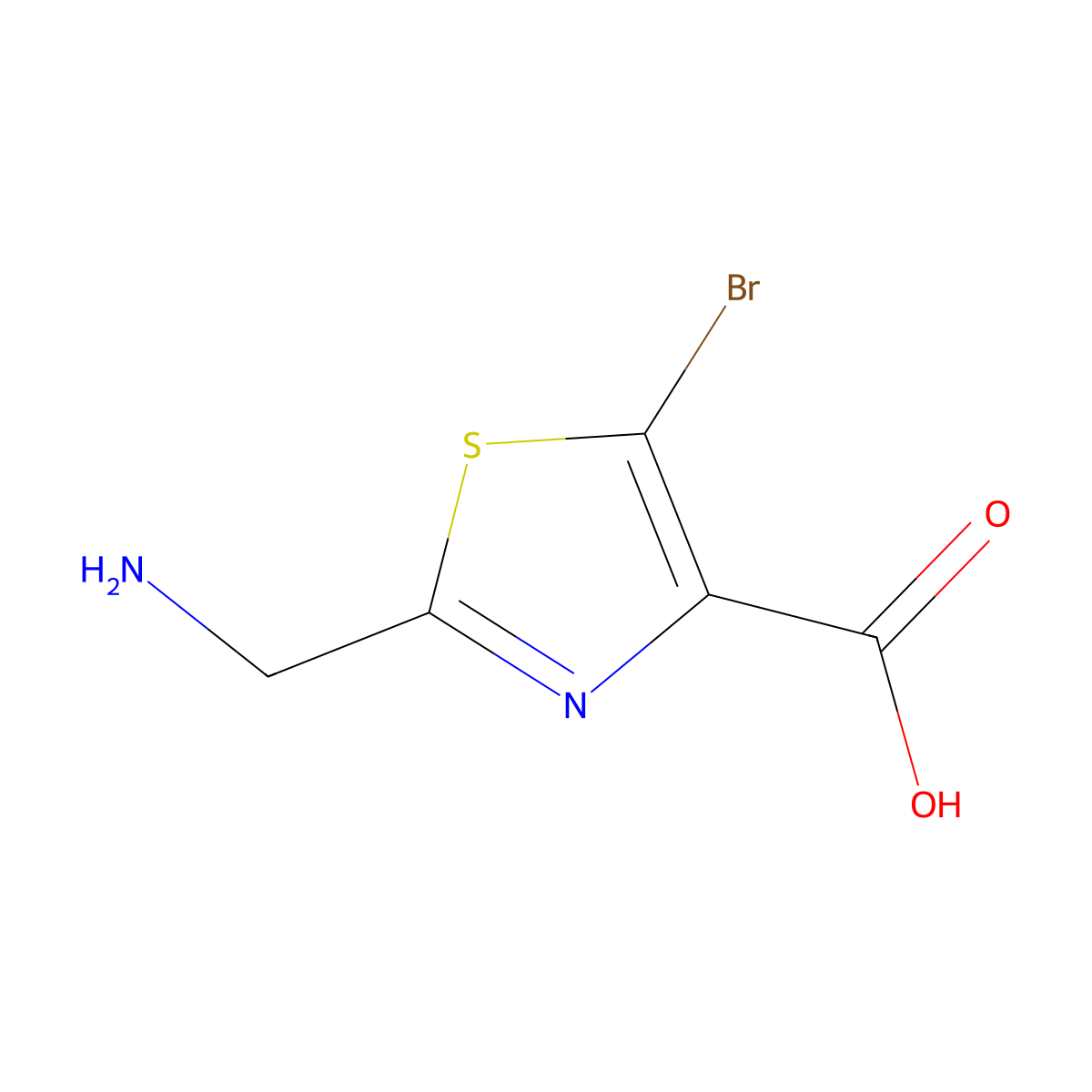 2-(Aminomethyl)-5-bromo-1,3-thiazole-4-carboxylic acid molecular structure, CAS 2384721-84-8