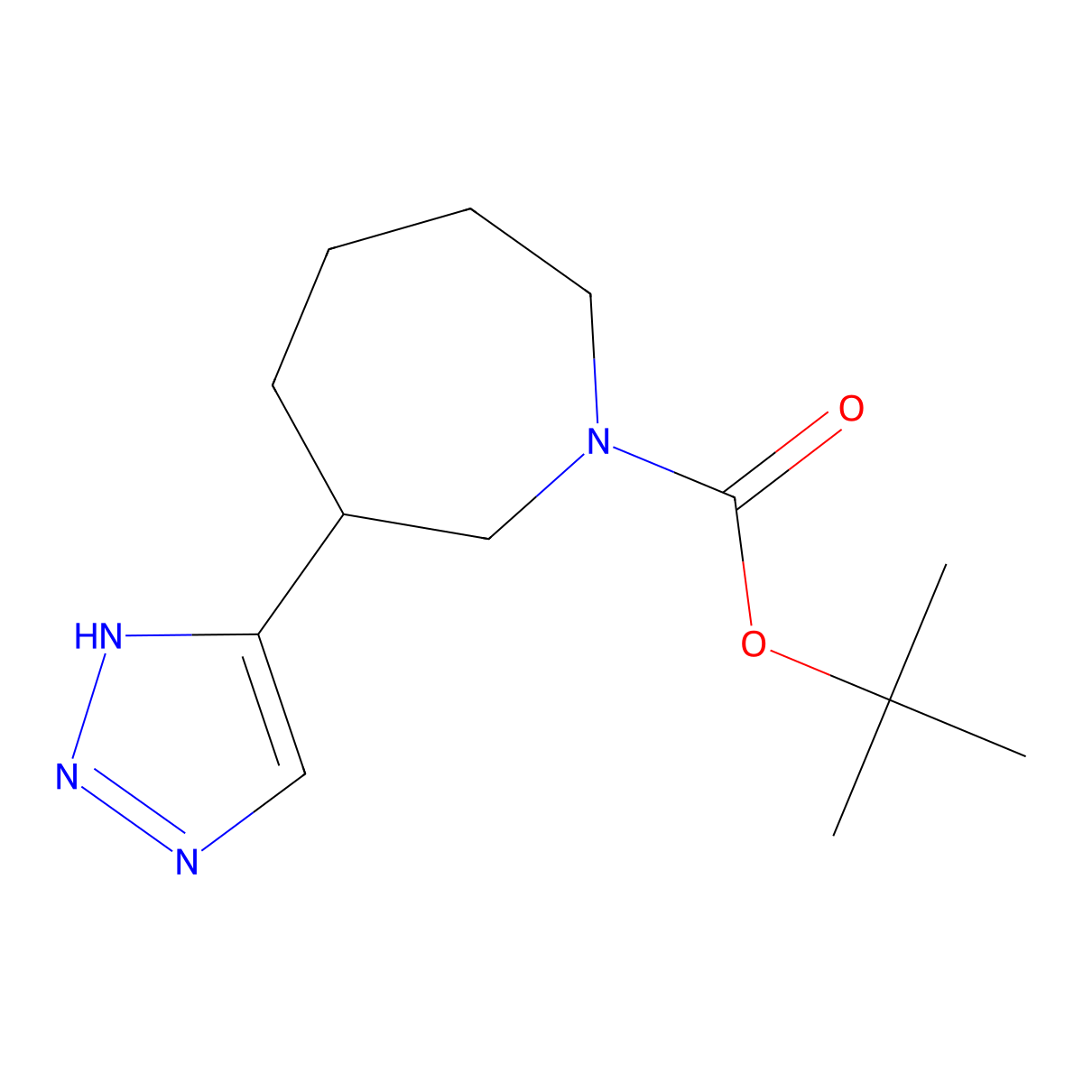 tert-butyl 3-(1H-triazol-5-yl)azepane-1-carboxylate molecular structure, CAS 2384722-09-0