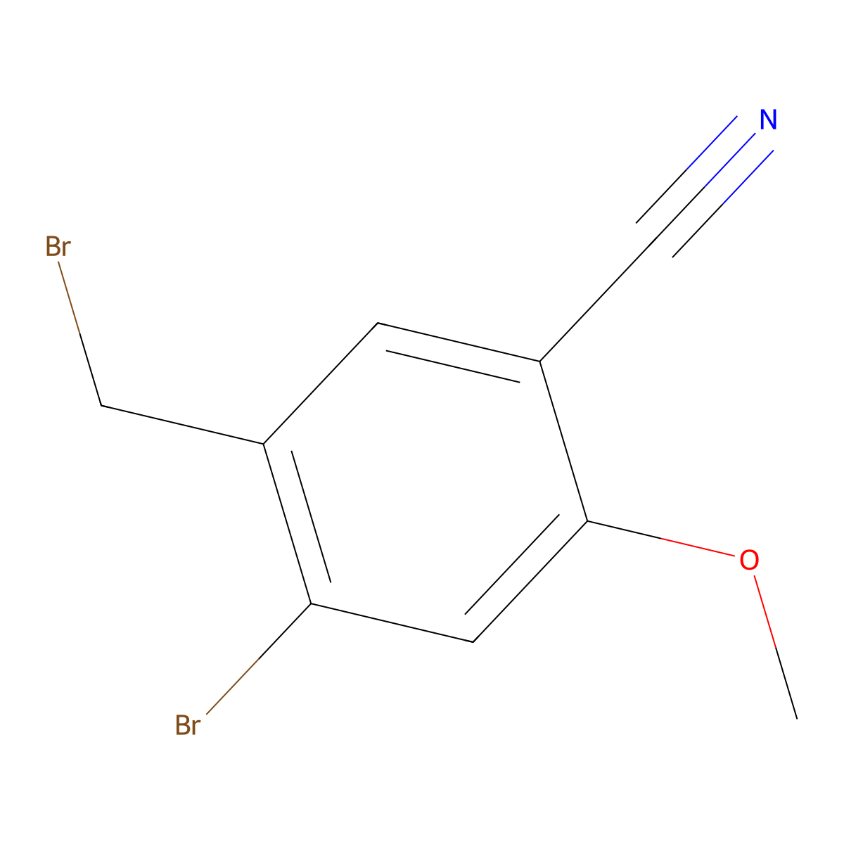 4-Bromo-5-(bromomethyl)-2-methoxybenzonitrile molecular structure, CAS 2384747-68-4