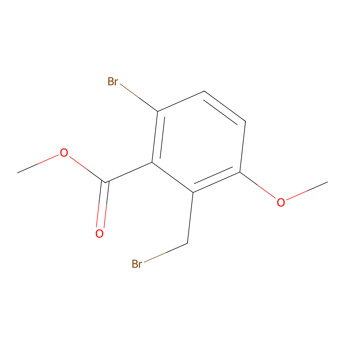 Methyl 6-bromo-2-(bromomethyl)-3-methoxybenzoate molecular structure, CAS 2384748-60-9