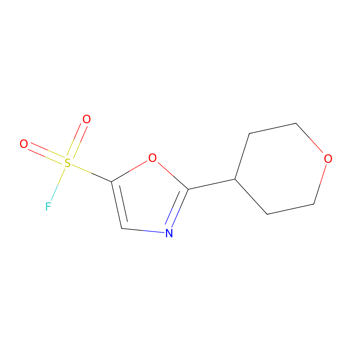 2-(Oxan-4-yl)-1,3-oxazole-5-sulfonyl fluoride molecular structure, CAS 2384750-18-7