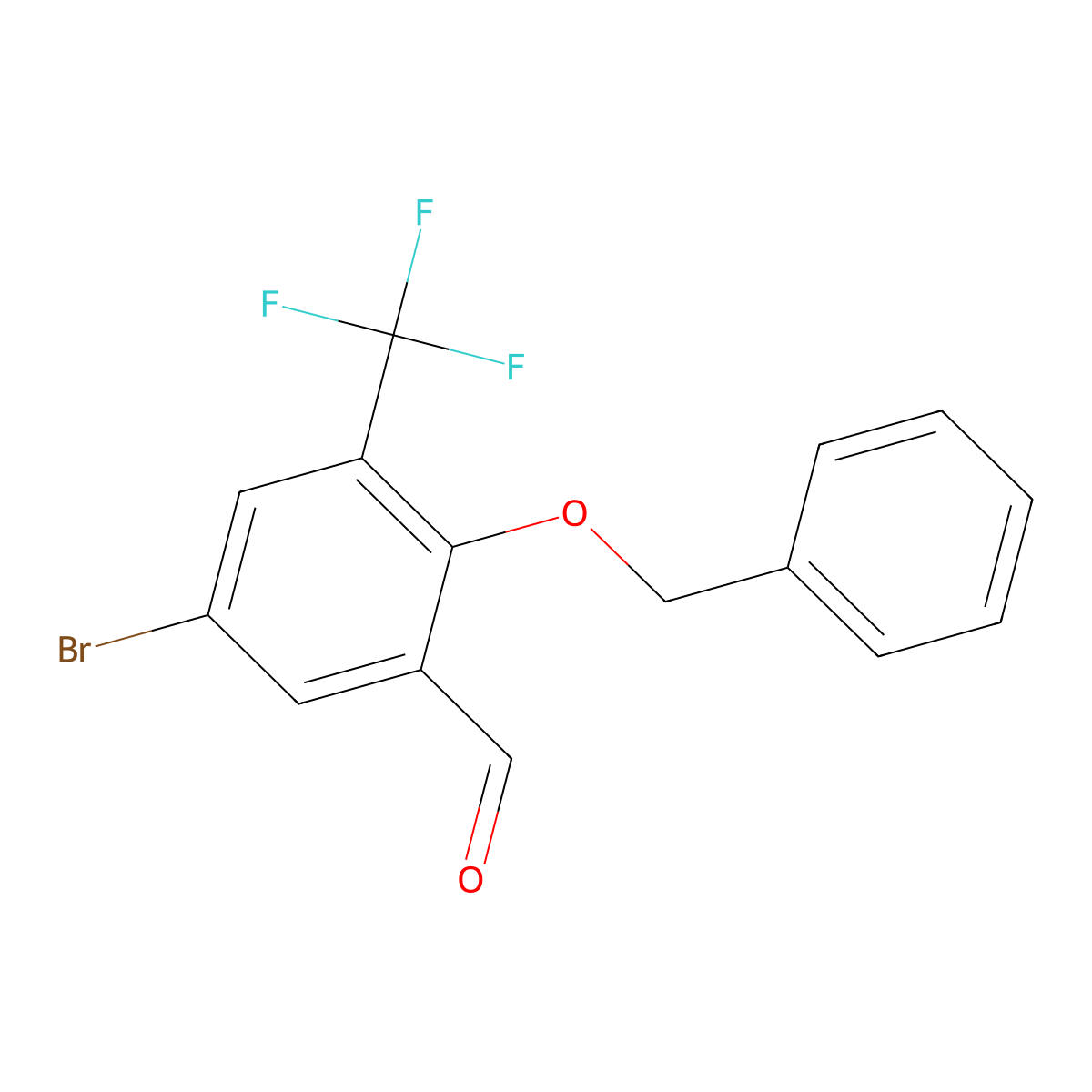 2-(Benzyloxy)-5-bromo-3-(trifluoromethyl)benzaldehyde molecular structure, CAS 2384751-75-9