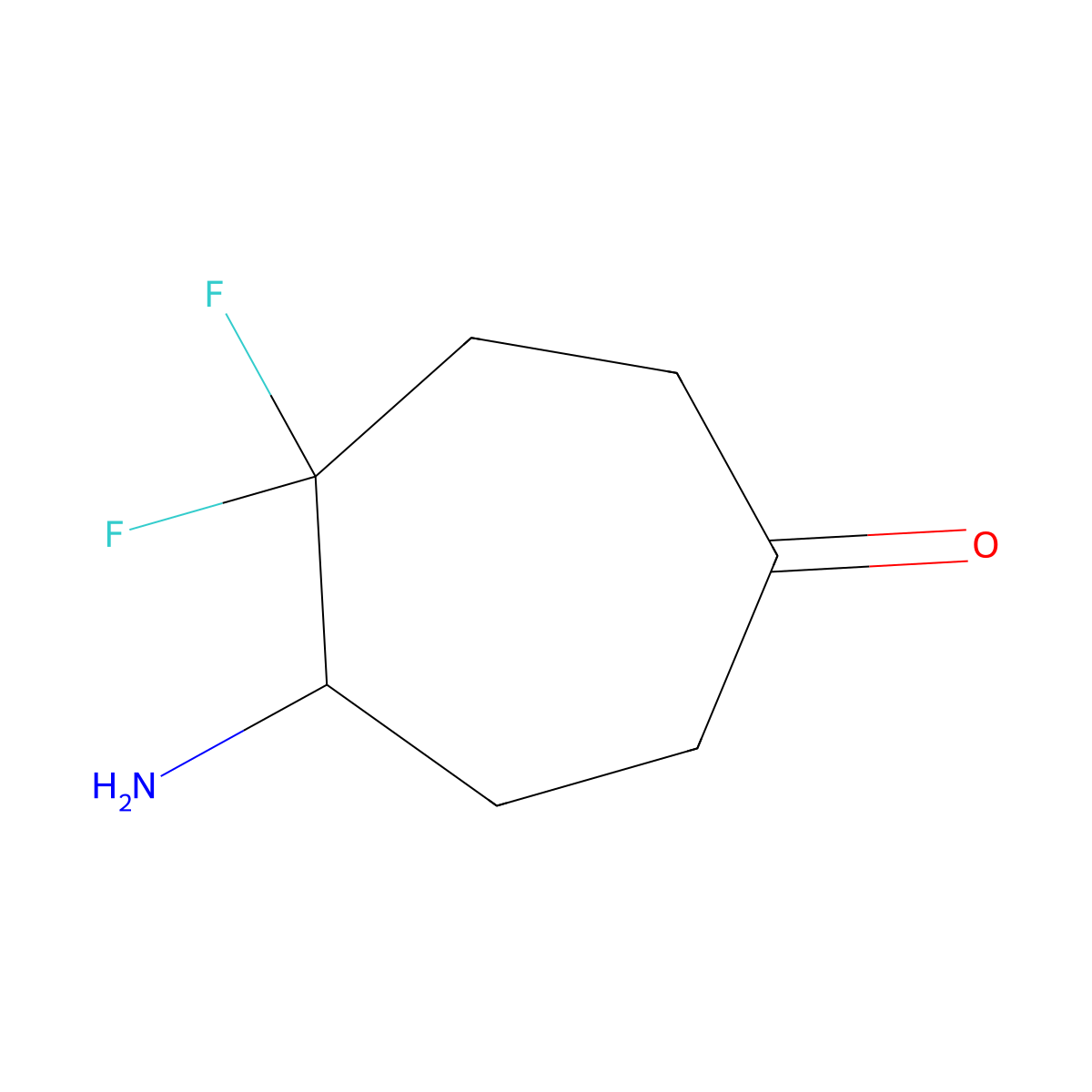 5-Amino-4,4-difluorocycloheptan-1-one molecular structure, CAS 2384755-94-4