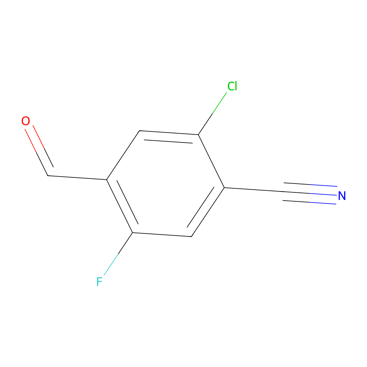2-Chloro-5-fluoro-4-formylbenzonitrile molecular structure, CAS 2384757-82-6