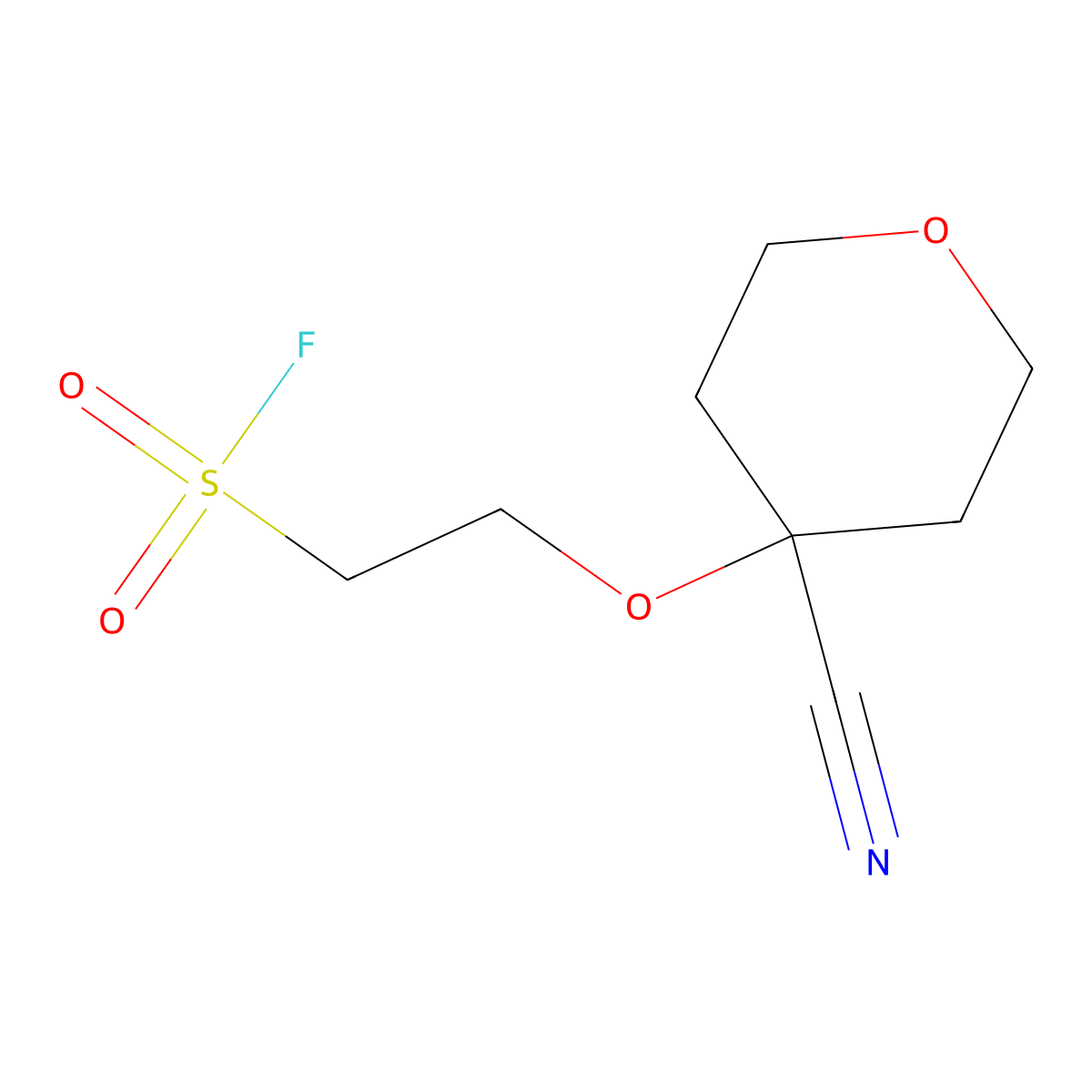 2-[(4-Cyanooxan-4-yl)oxy]ethane-1-sulfonyl fluoride molecular structure, CAS 2384758-73-8