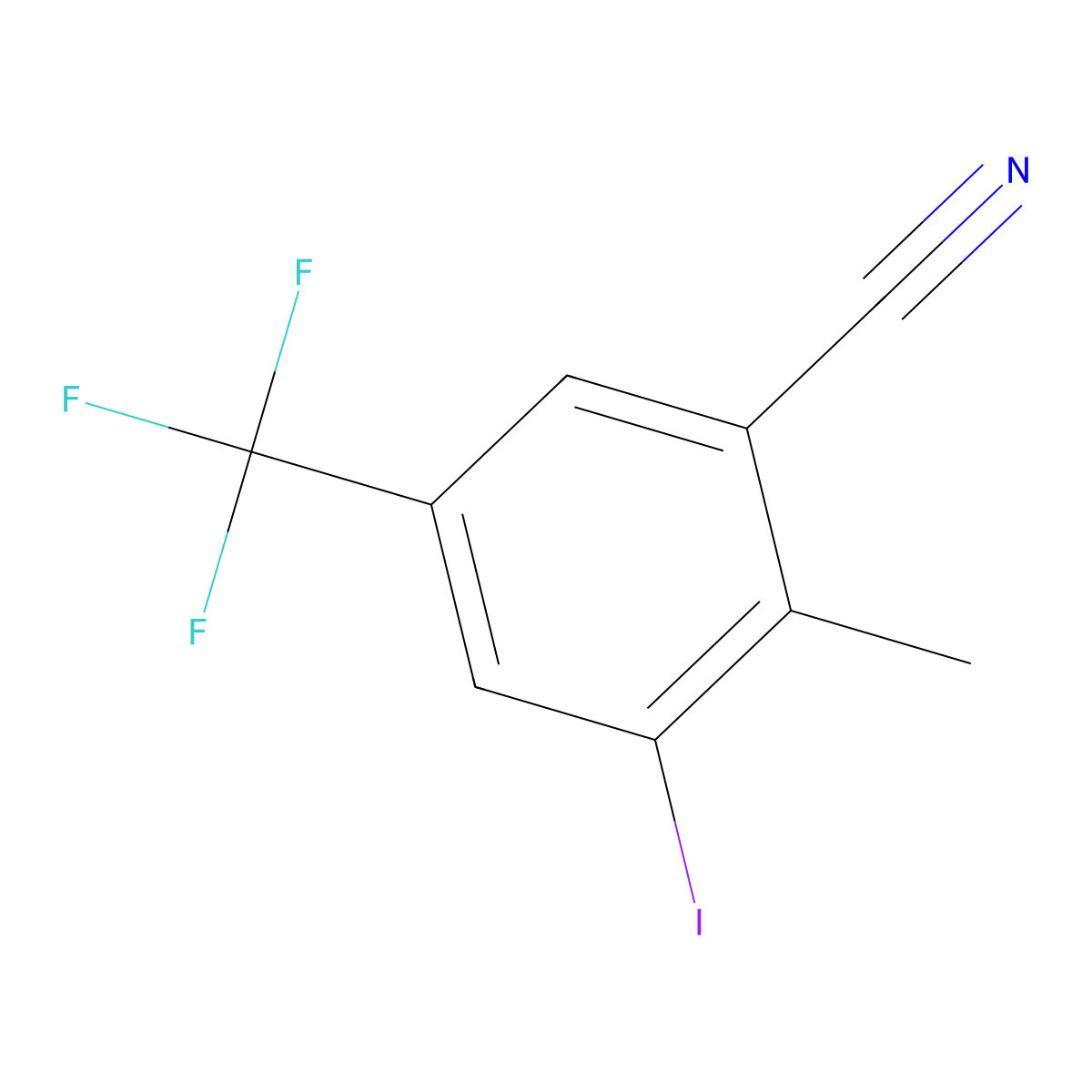 3-Iodo-2-methyl-5-(trifluoromethyl)benzonitrile molecular structure, CAS 2384761-45-7