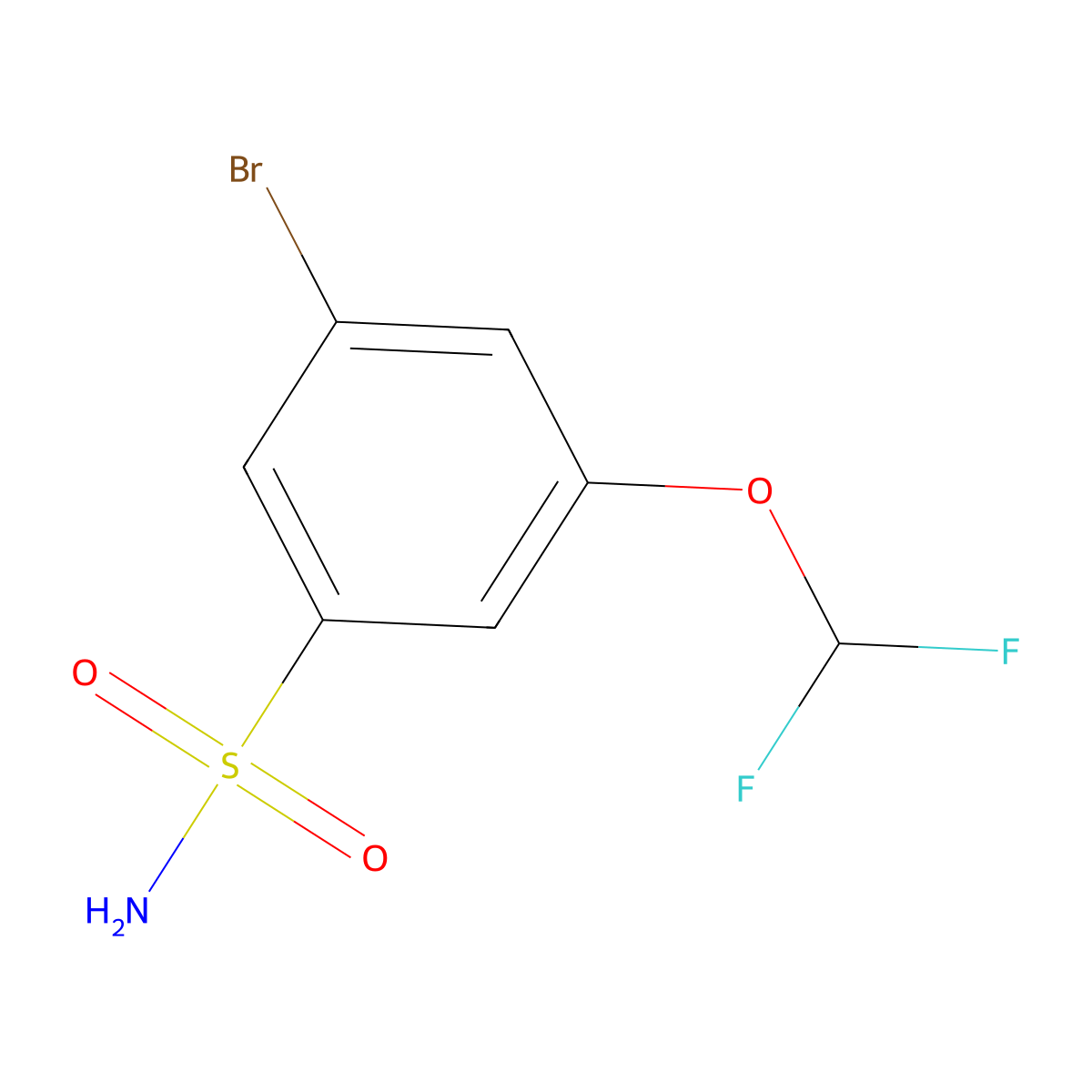 3-Bromo-5-(difluoromethoxy)benzene-1-sulfonamide molecular structure, CAS 2384766-05-4