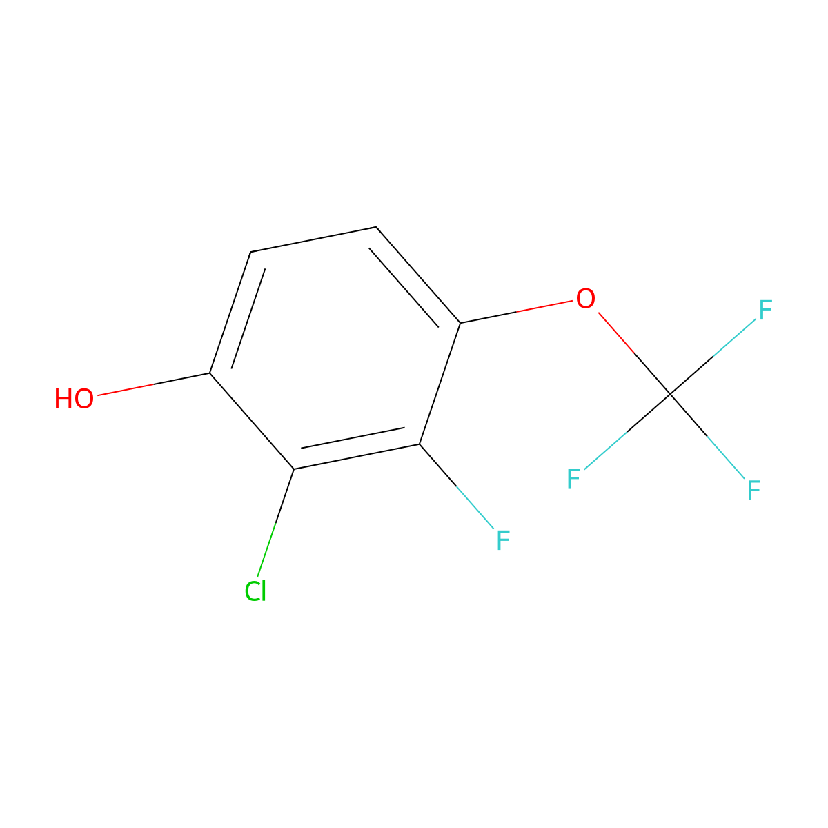 2-Chloro-3-fluoro-4-(trifluoromethoxy)phenol molecular structure, CAS 2384766-50-9