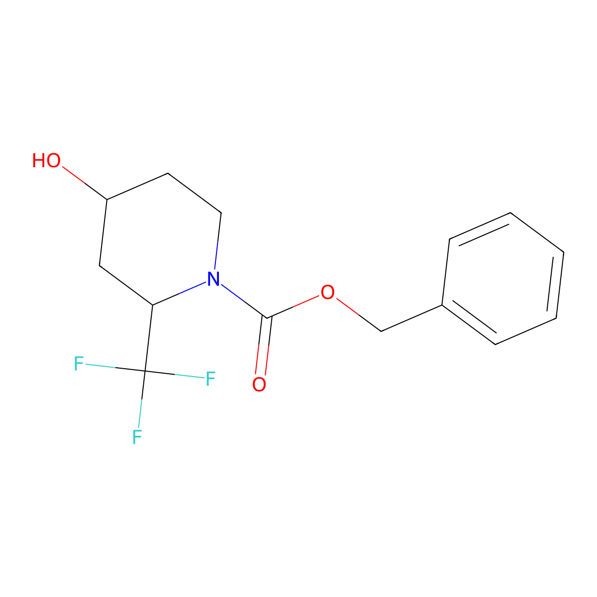 Benzyl 4-hydroxy-2-(trifluoromethyl)piperidine-1-carboxylate molecular structure, CAS 2384772-71-6