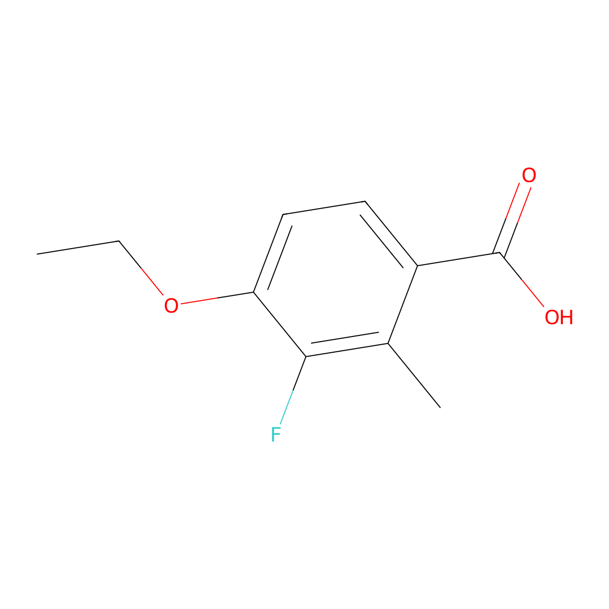 4-Ethoxy-3-fluoro-2-methylbenzoic acid molecular structure, CAS 2384775-20-4