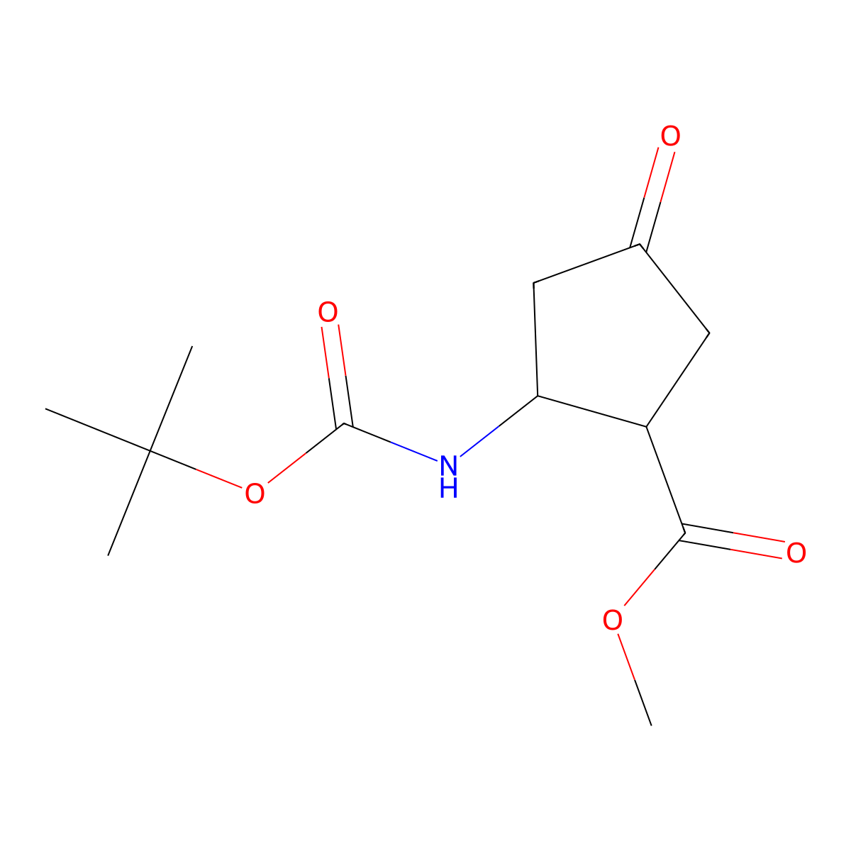 Methyl 2-(tert-butoxycarbonylamino)-4-oxo-cyclopentanecarboxylate molecular structure, CAS 2384777-90-4