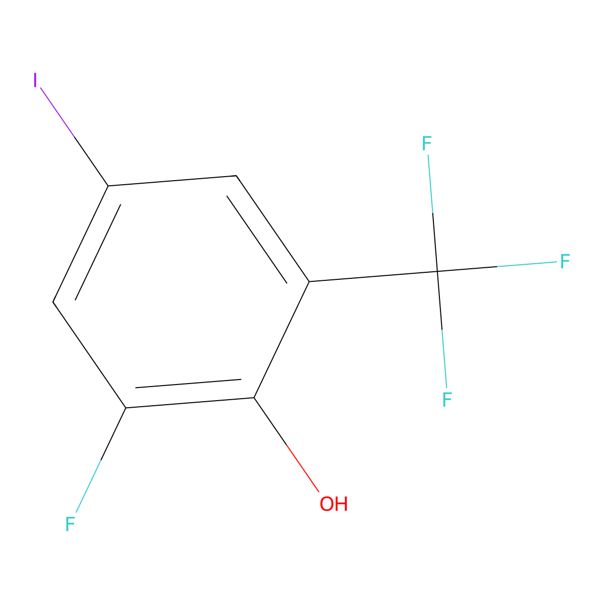 2-Fluoro-4-iodo-6-(trifluoromethyl)phenol molecular structure, CAS 2384787-01-1