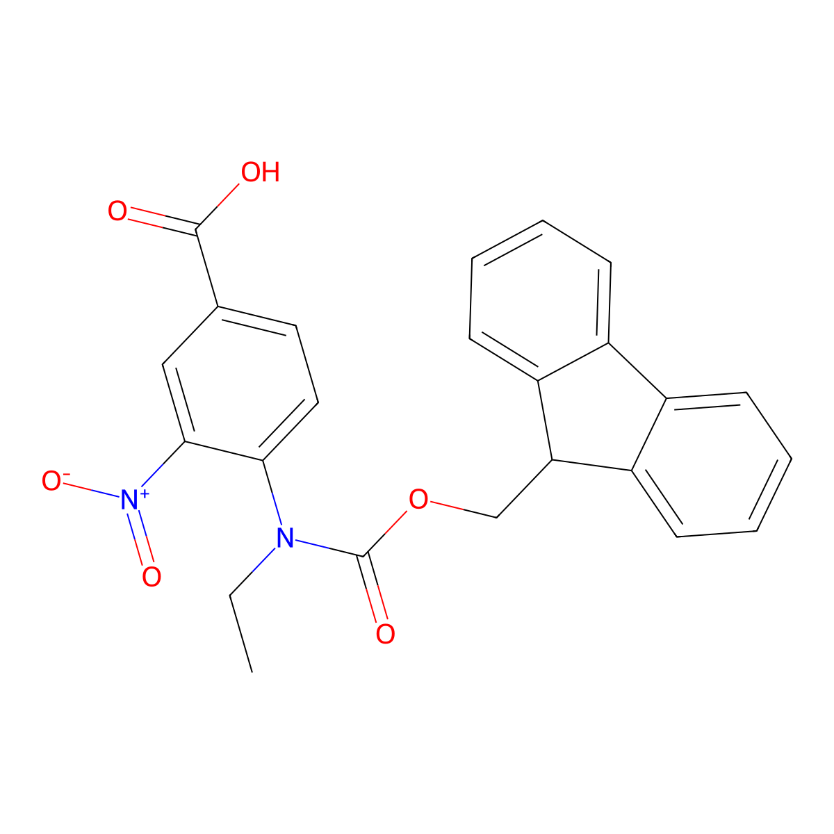 4-[ethyl({[(9H-fluoren-9-yl)methoxy]carbonyl})amino]-3-nitrobenzoic acid molecular structure, CAS 2384792-29-2
