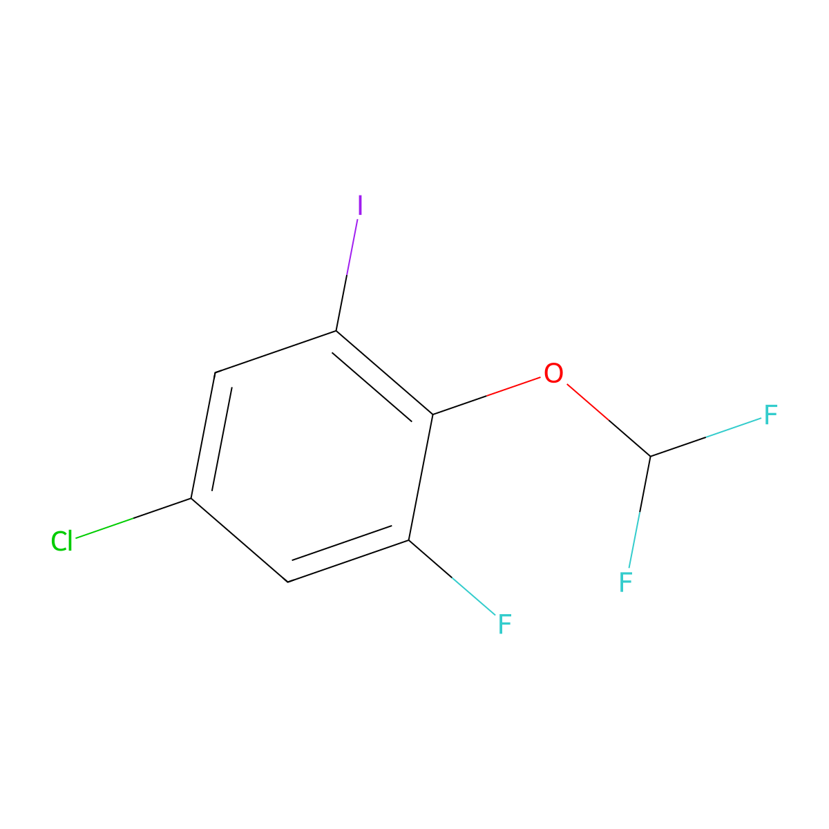 5-Chloro-2-(difluoromethoxy)-1-fluoro-3-iodobenzene molecular structure, CAS 2384792-39-4