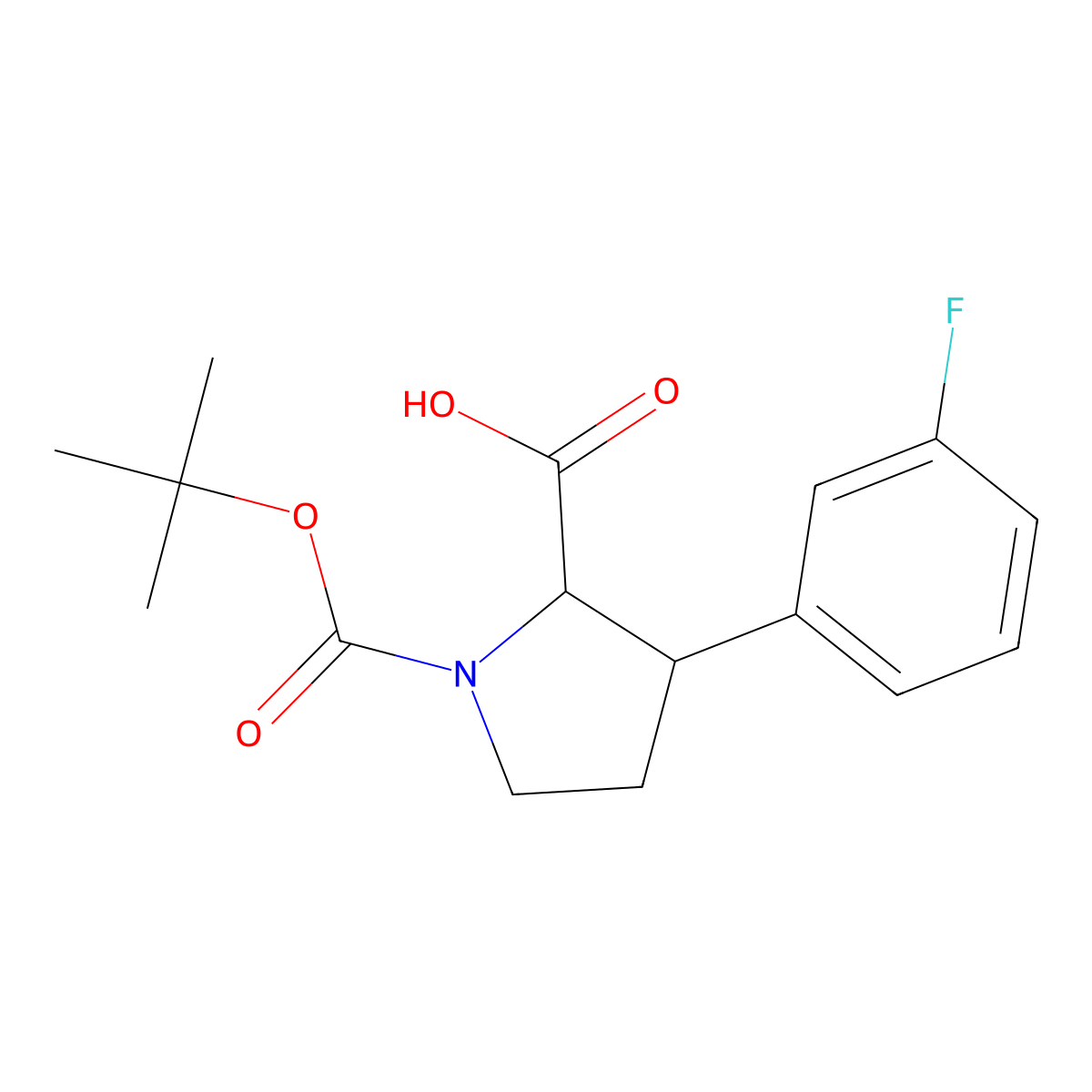 1-[(tert-butoxy)carbonyl]-3-(3-fluorophenyl)pyrrolidine-2-carboxylicacid,Mixtureofdiastereomers molecular structure, CAS 2384793-25-1
