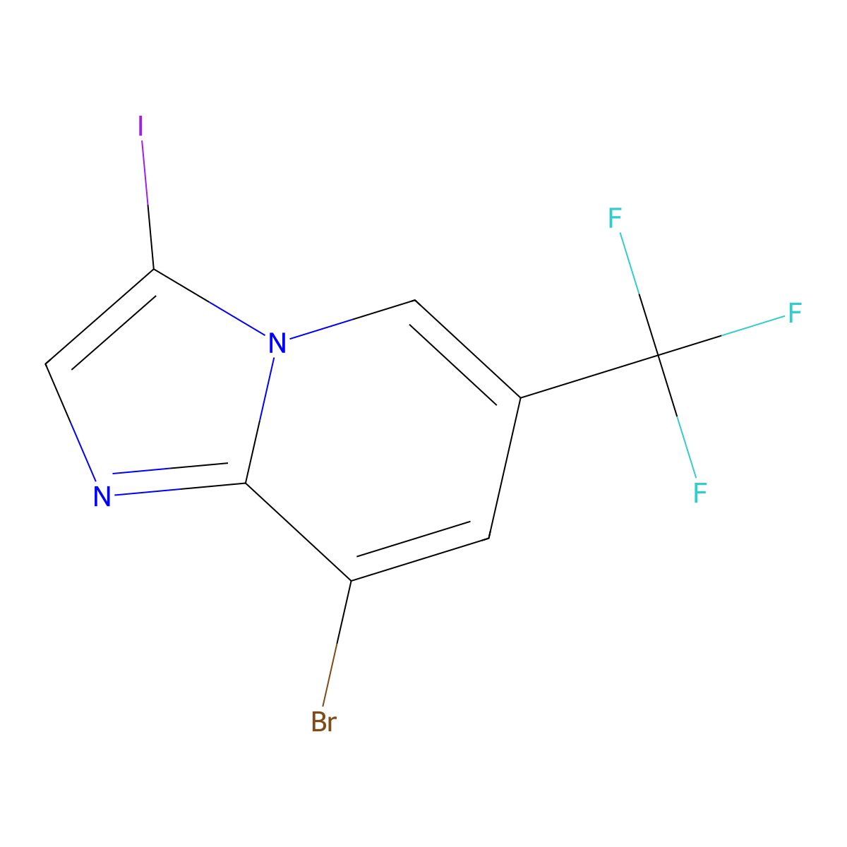 8-Bromo-3-iodo-6-(trifluoromethyl)imidazo[1,2-a]pyridine molecular structure, CAS 2384795-34-8