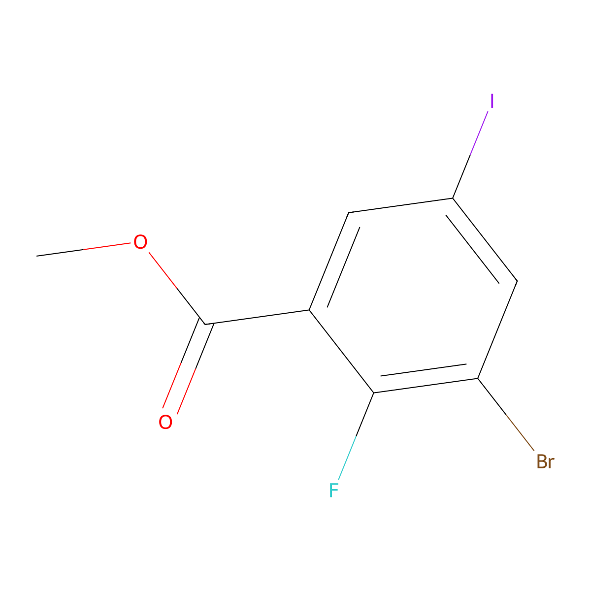 Methyl 3-bromo-2-fluoro-5-iodobenzoate molecular structure, CAS 2384796-16-9