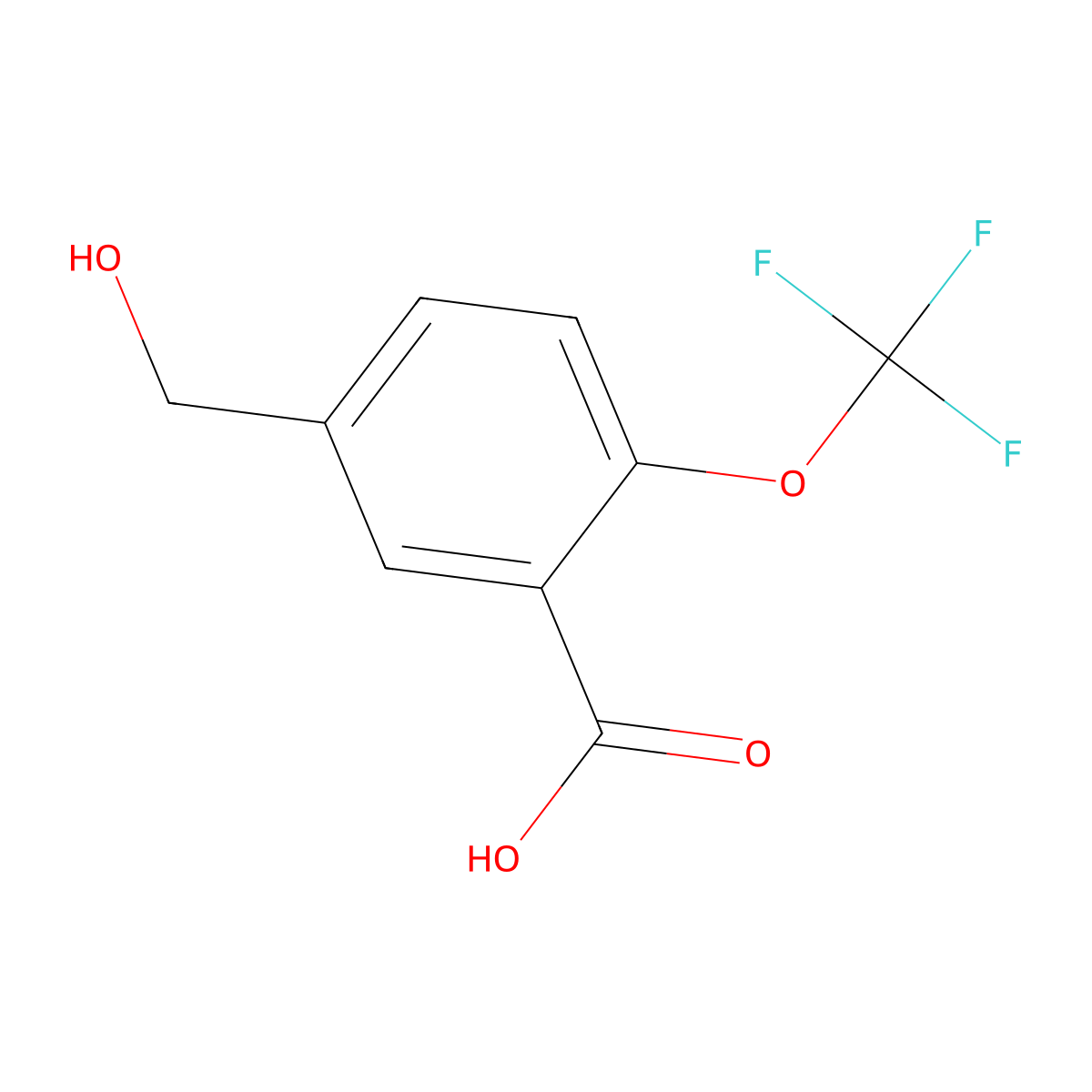 5-(Hydroxymethyl)-2-(trifluoromethoxy)benzoic acid molecular structure, CAS 2384797-40-2
