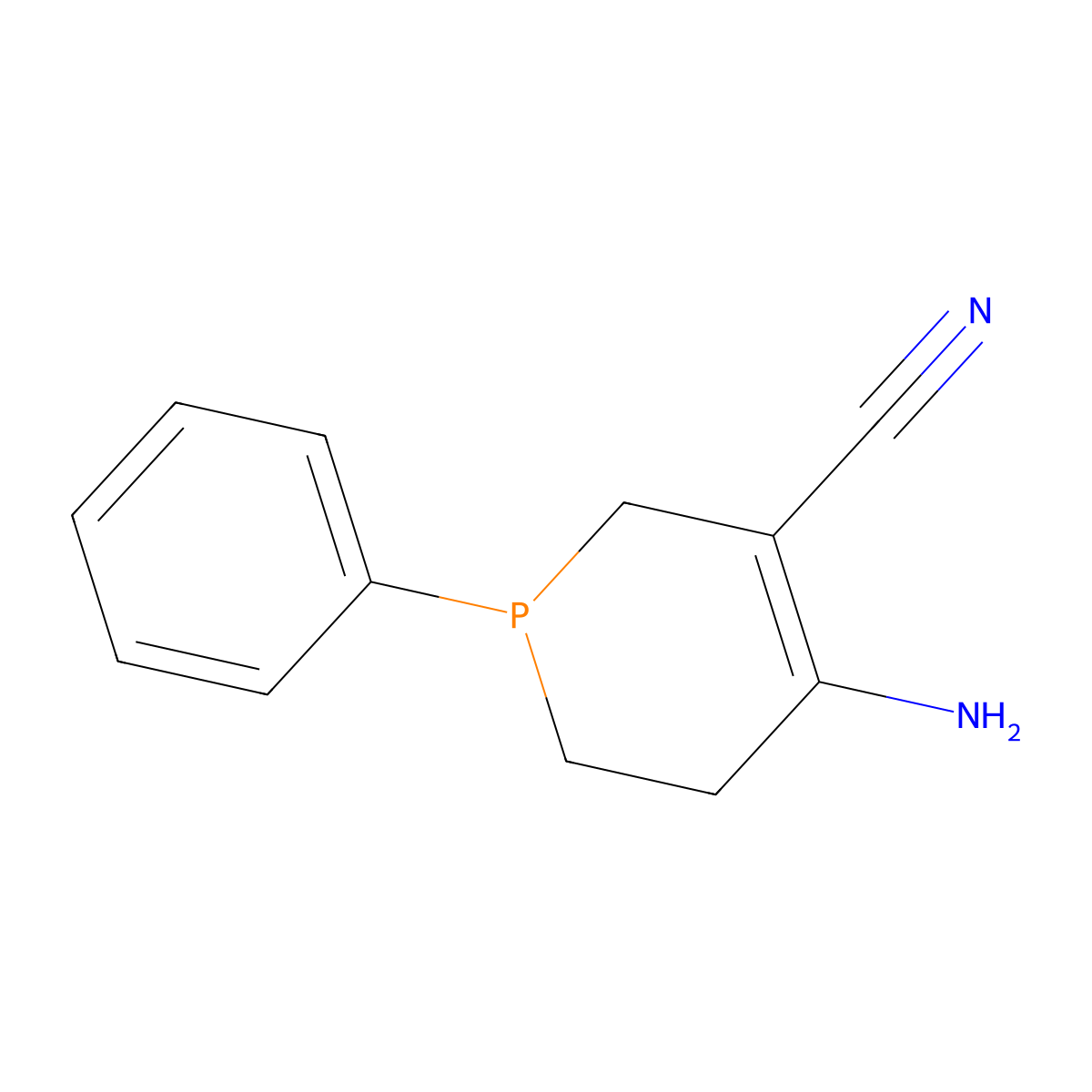 4-Amino-1-phenyl-1,2,5,6-tetrahydrophosphinine-3-carbonitrile molecular structure, CAS 23848-09-1