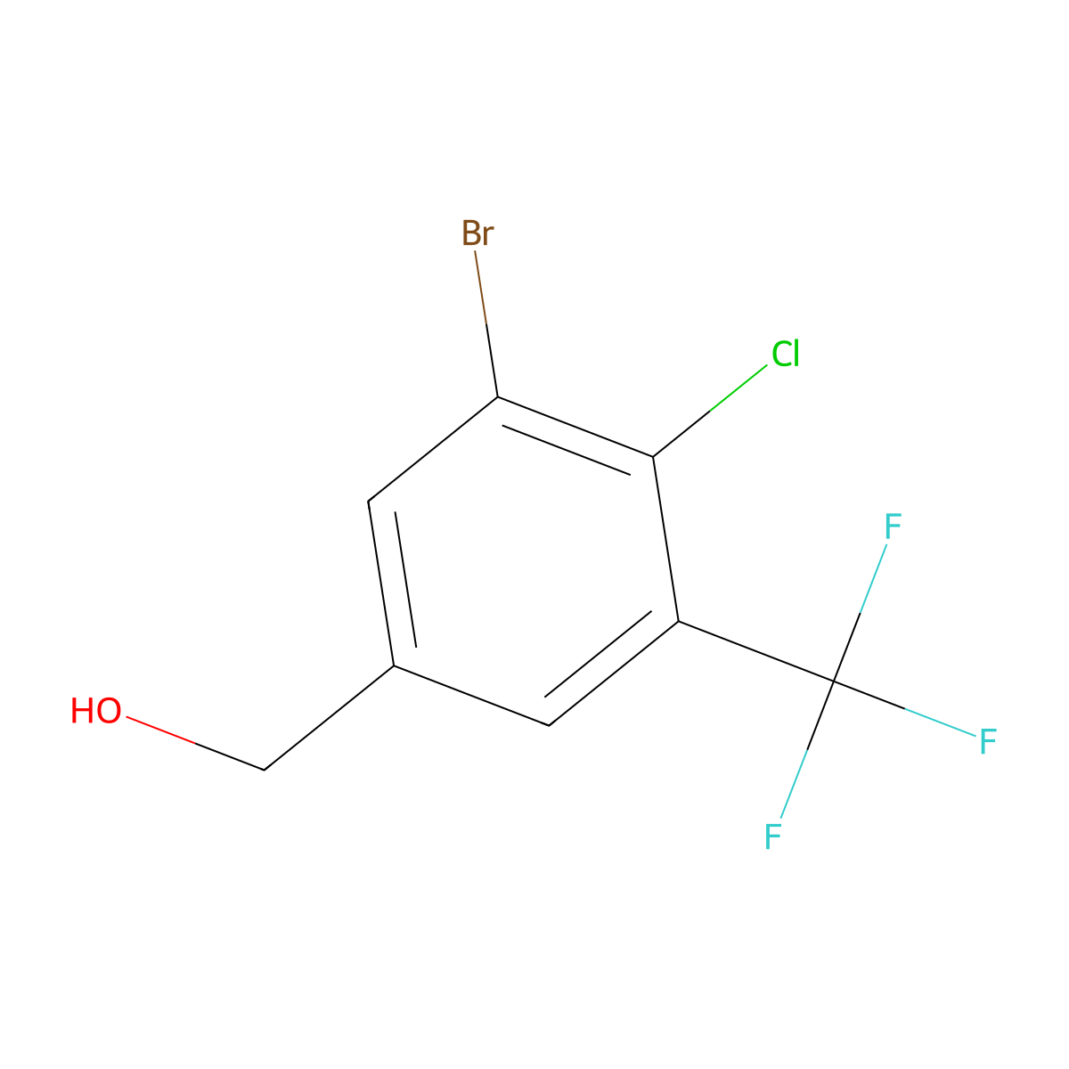 3-Bromo-4-chloro-5-(trifluoromethyl)benzyl alcohol molecular structure, CAS 2384801-56-1