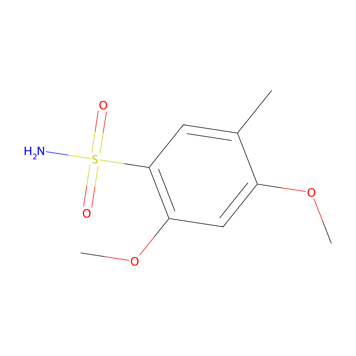 2,4-Dimethoxy-5-methylbenzene-1-sulfonamide molecular structure, CAS 2384803-28-3