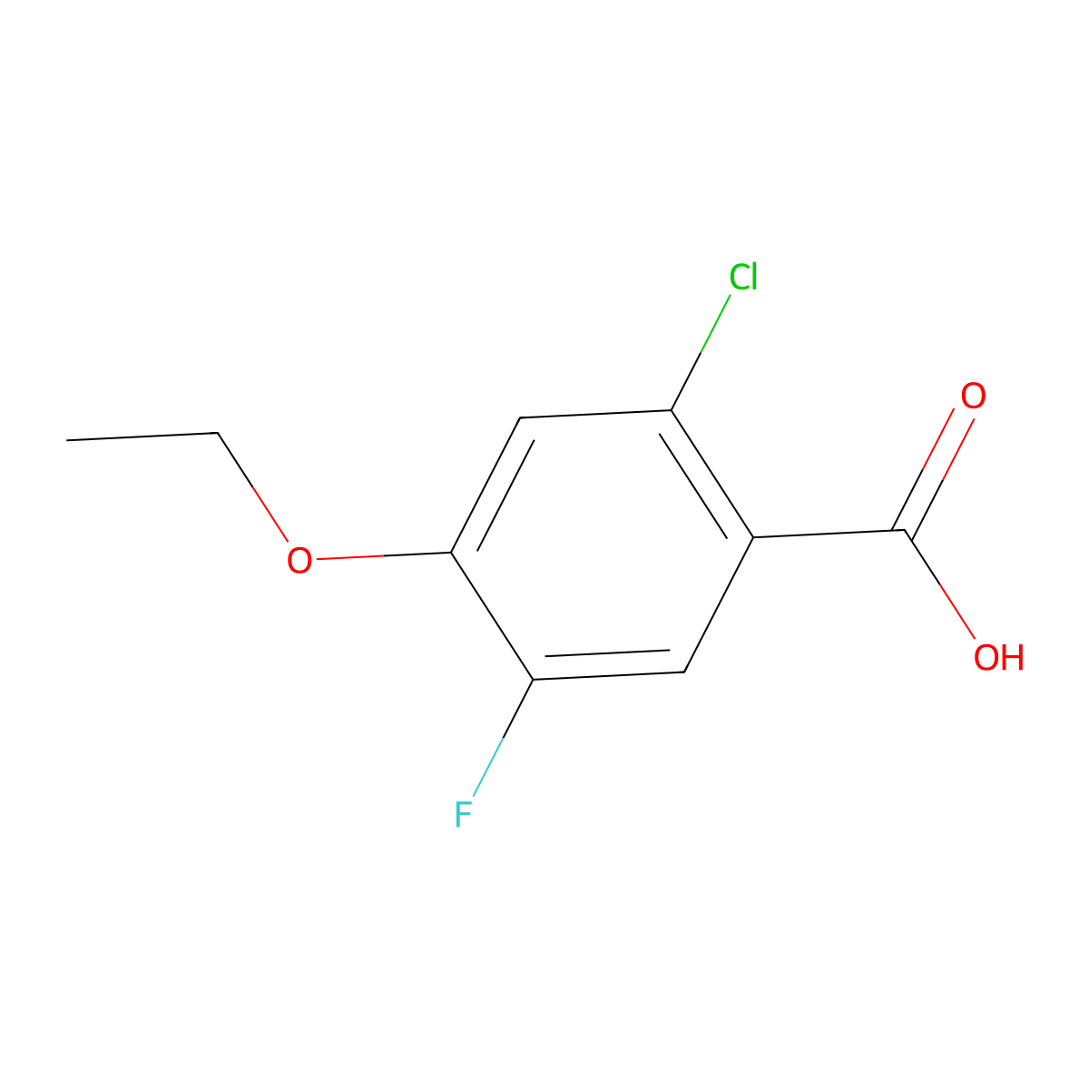 2-Chloro-4-ethoxy-5-fluorobenzoic acid molecular structure, CAS 2384803-60-3