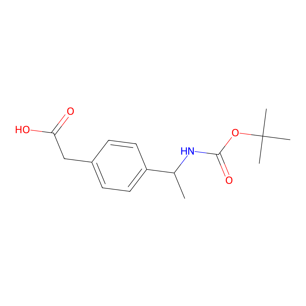 2-[4-(1-{[(Tert-butoxy)carbonyl]amino}ethyl)phenyl]acetic acid molecular structure, CAS 2384807-35-4