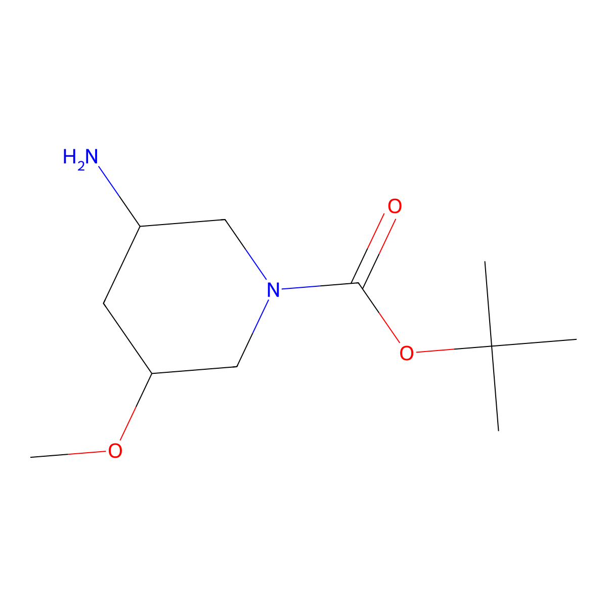 Tert-butyl 3-amino-5-methoxypiperidine-1-carboxylate molecular structure, CAS 2384809-76-9