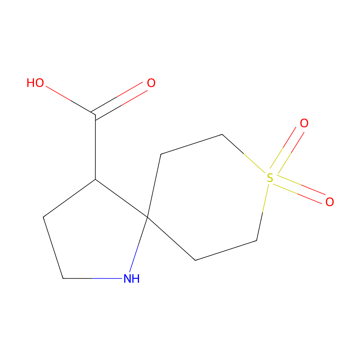 8,8-Dioxo-8lambda6-thia-1-azaspiro[4.5]decane-4-carboxylic acid molecular structure, CAS 2384817-67-6