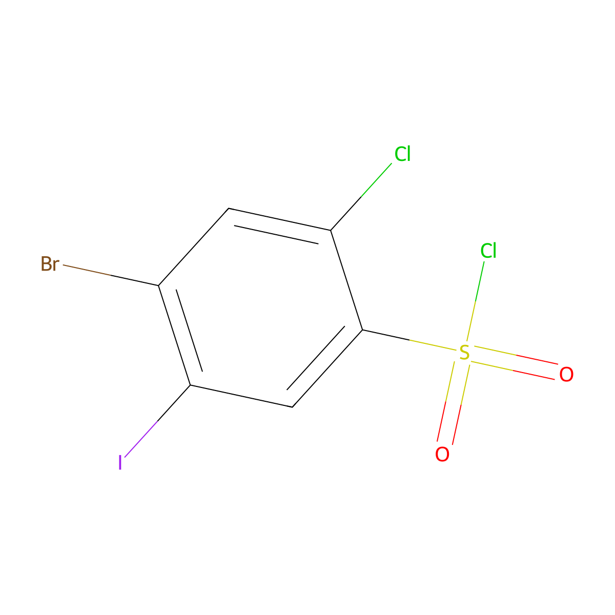 4-Bromo-2-chloro-5-iodobenZenesulfonyl chloride molecular structure, CAS 2384817-98-3