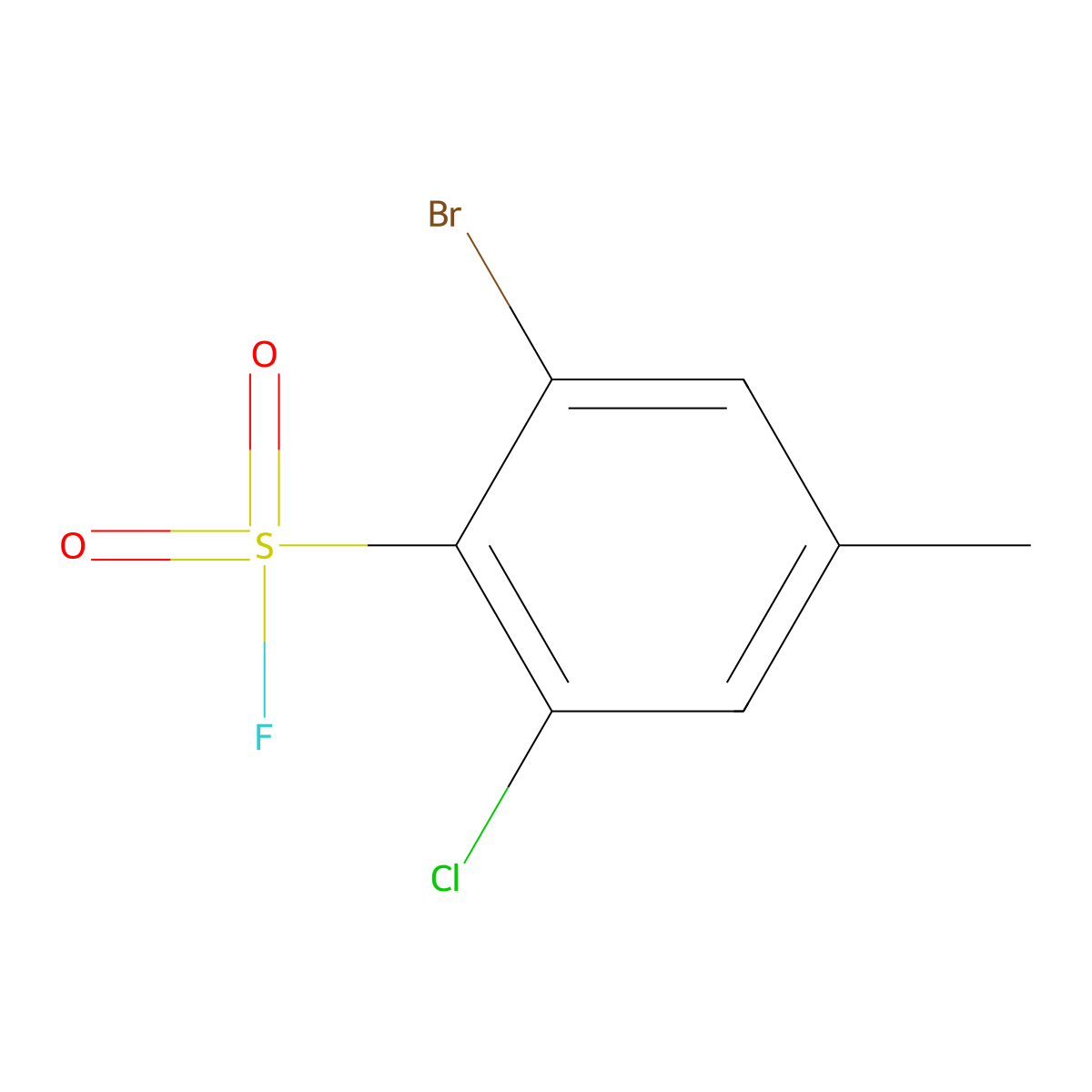 2-Bromo-6-chloro-4-methylbenzene-1-sulfonyl fluoride molecular structure, CAS 2384819-18-3