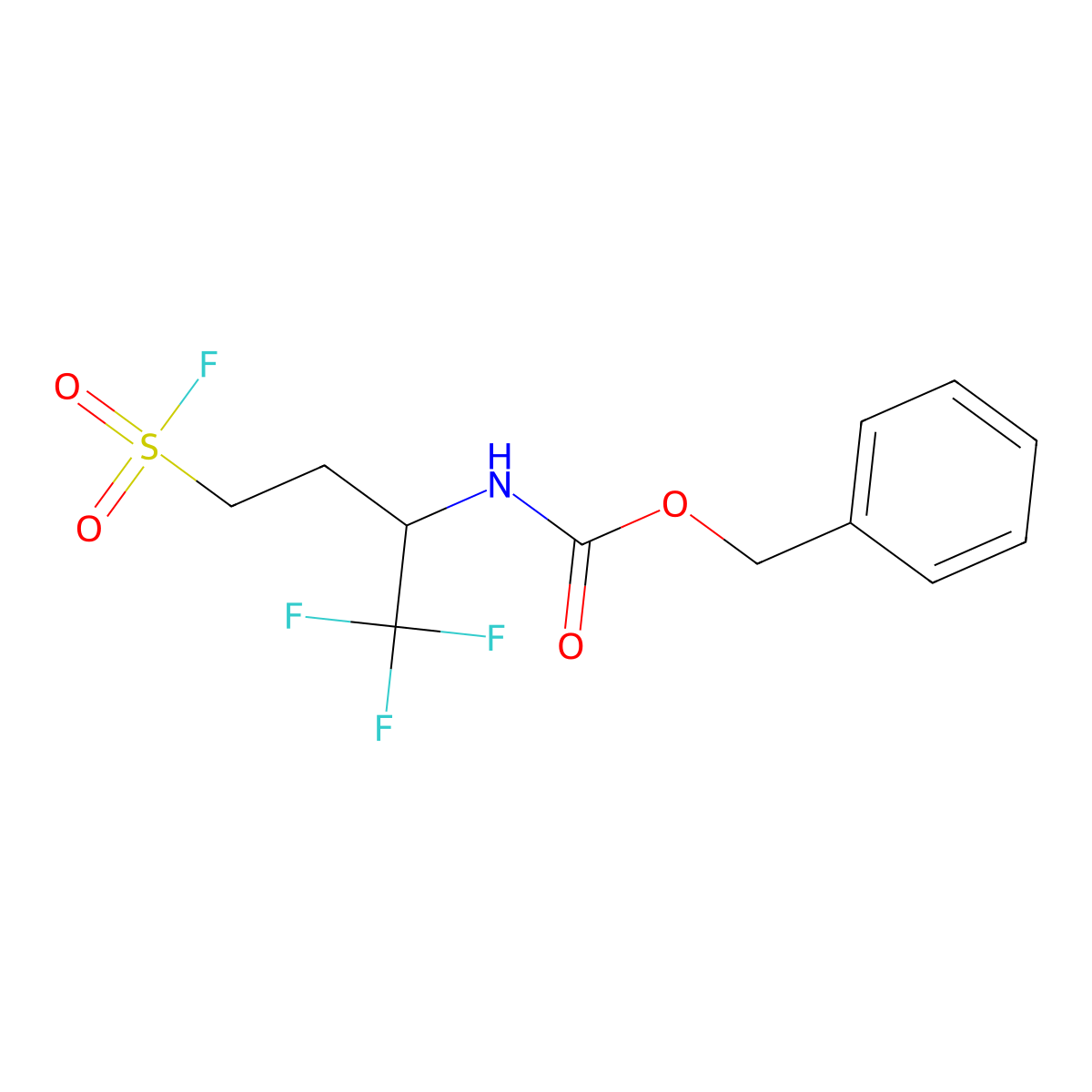 benzyl N-[1,1,1-trifluoro-4-(fluorosulfonyl)butan-2-yl]carbamate molecular structure, CAS 2384826-05-3