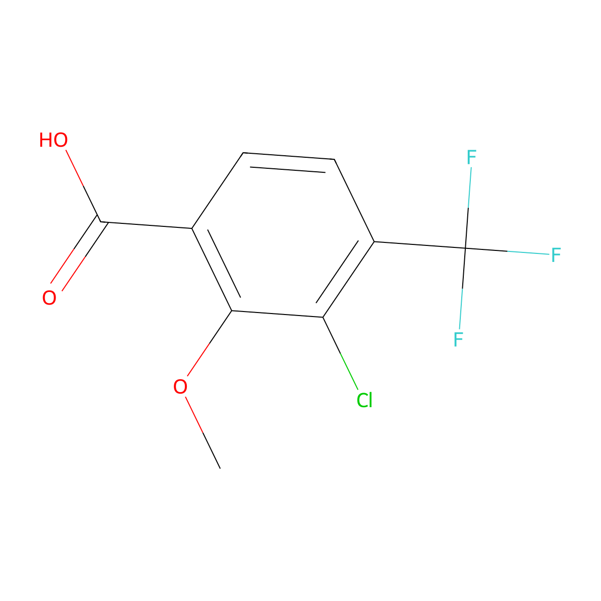3-Chloro-2-methoxy-4-(trifluoromethyl)benzoic acid molecular structure, CAS 2384826-57-5