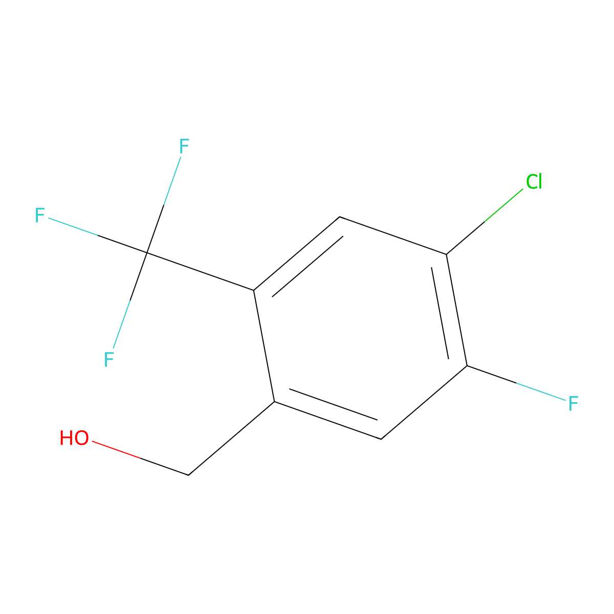 (4-Chloro-5-fluoro-2-(trifluoromethyl)phenyl)methanol molecular structure, CAS 2384836-83-1