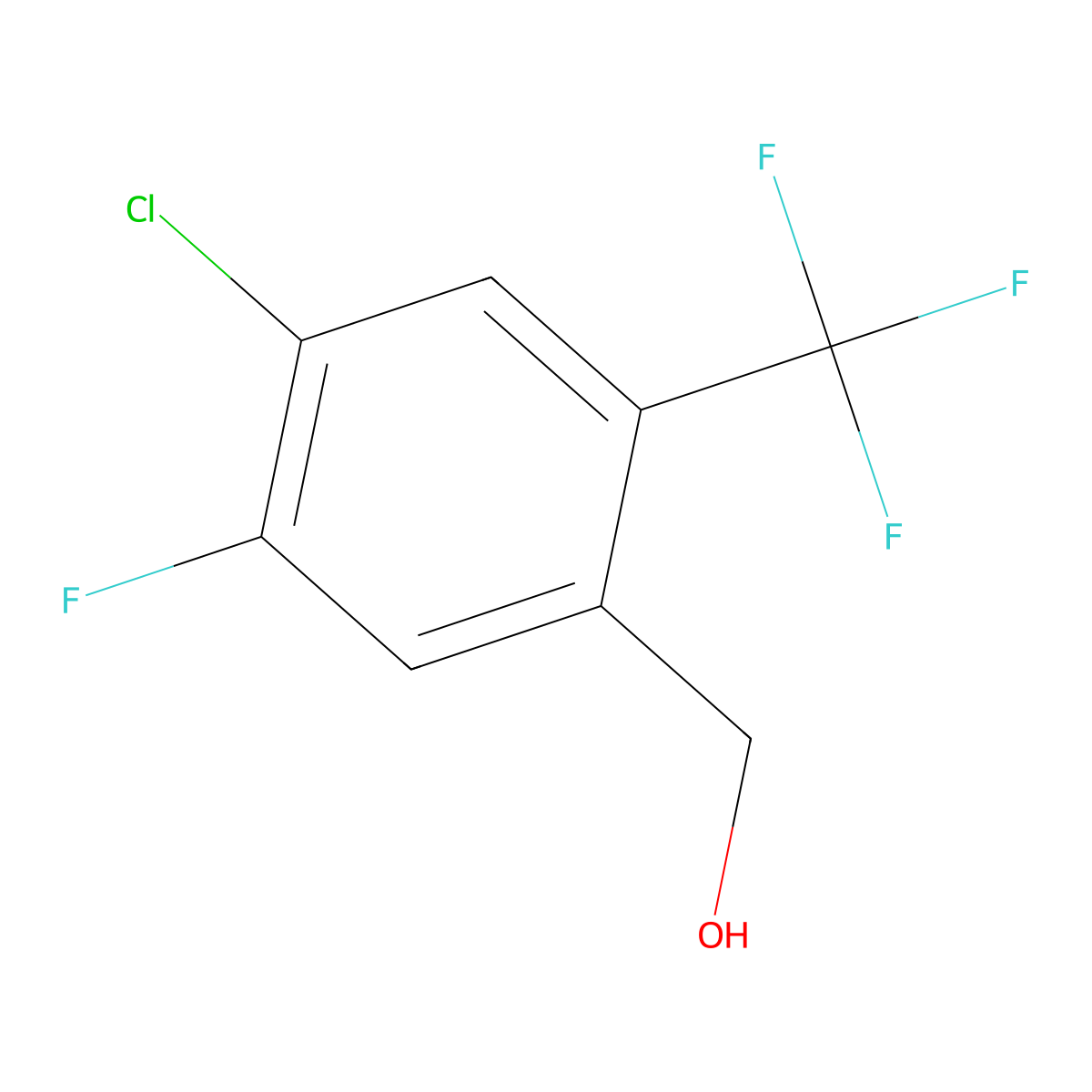 (4-Chloro-5-fluoro-2-(trifluoromethyl)phenyl)methanol molecular structure, CAS 2384836-83-1