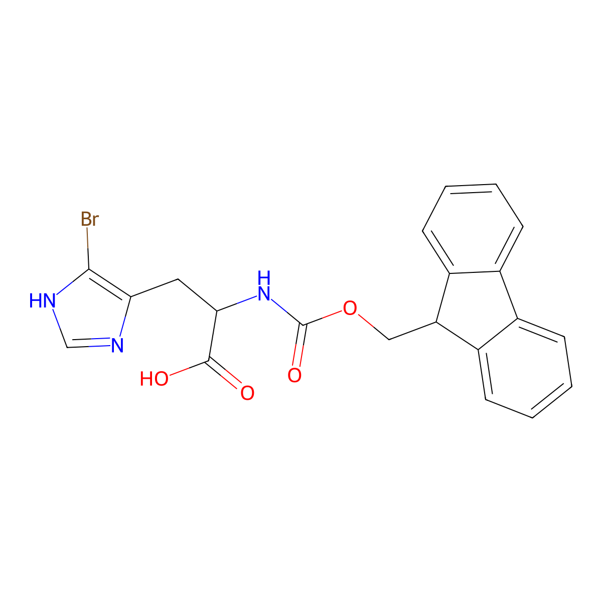 3-(5-bromo-1H-imidazol-4-yl)-2-{[(9H-fluoren-9-ylmethoxy)carbonyl]amino}propanoic acid molecular structure, CAS 2384838-48-4