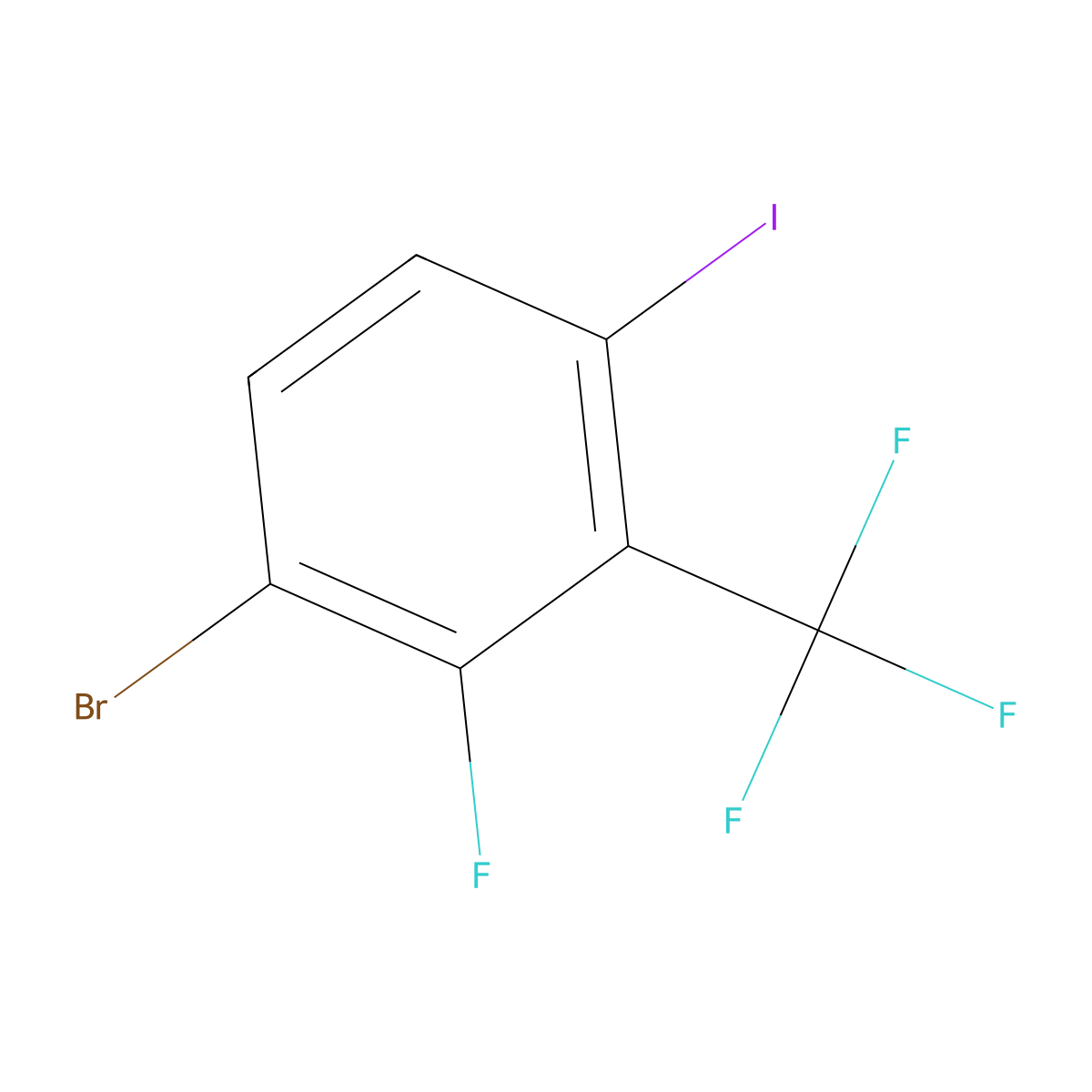 1-Bromo-2-fluoro-4-iodo-3-(trifluoromethyl)benzene molecular structure, CAS 2384840-36-0