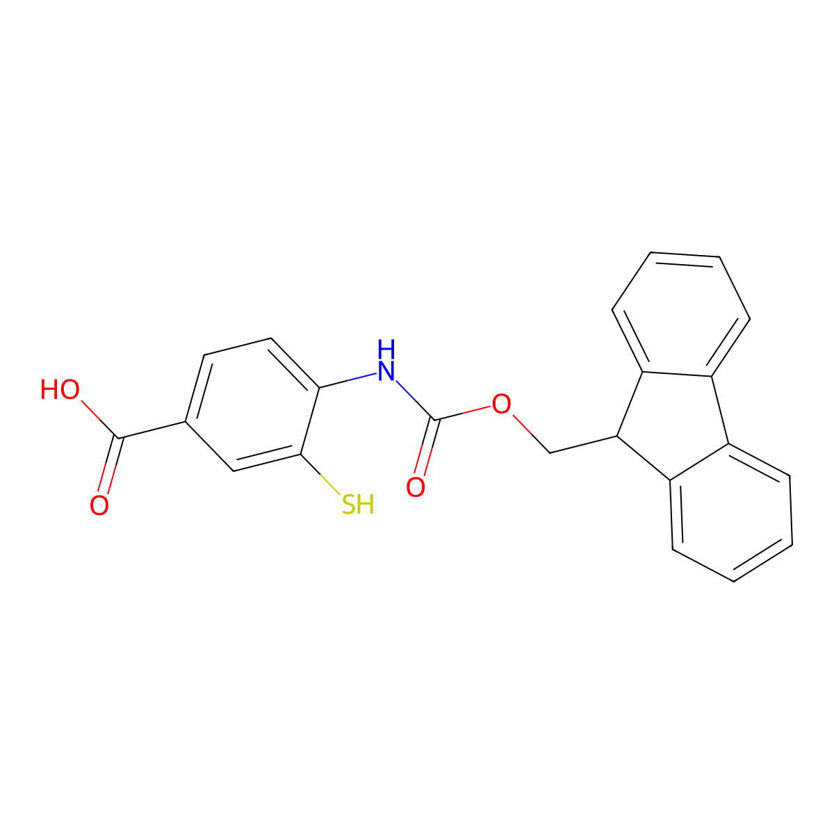 4-({[(9H-fluoren-9-yl)methoxy]carbonyl}amino)-3-sulfanylbenzoic acid molecular structure, CAS 2384844-46-4