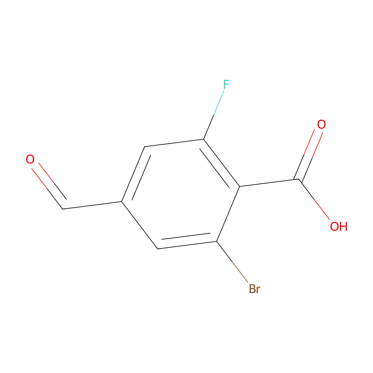 2-Bromo-6-fluoro-4-formylbenzoic acid molecular structure, CAS 2384847-40-7