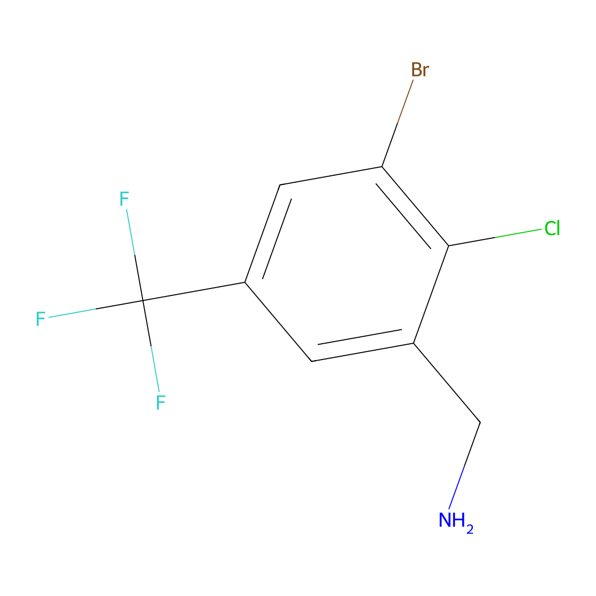 3-Bromo-2-chloro-5-(trifluoromethyl)benzylamine molecular structure, CAS 2384850-52-4