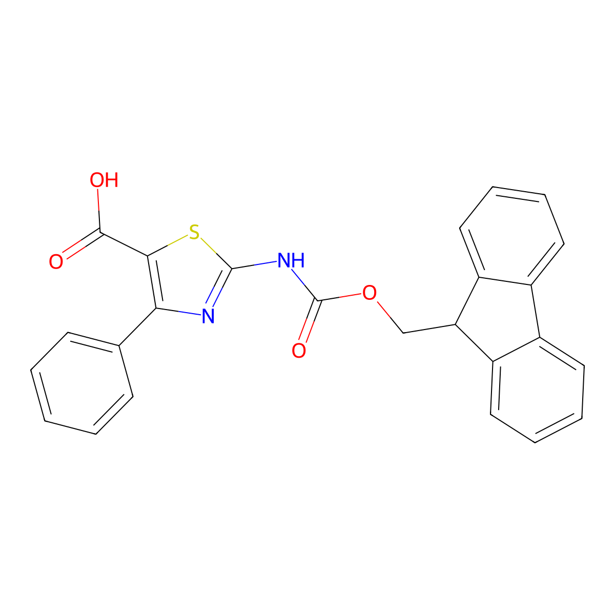 2-({[(9H-fluoren-9-yl)methoxy]carbonyl}amino)-4-phenyl-1,3-thiazole-5-carboxylic acid molecular structure, CAS 2384858-28-8