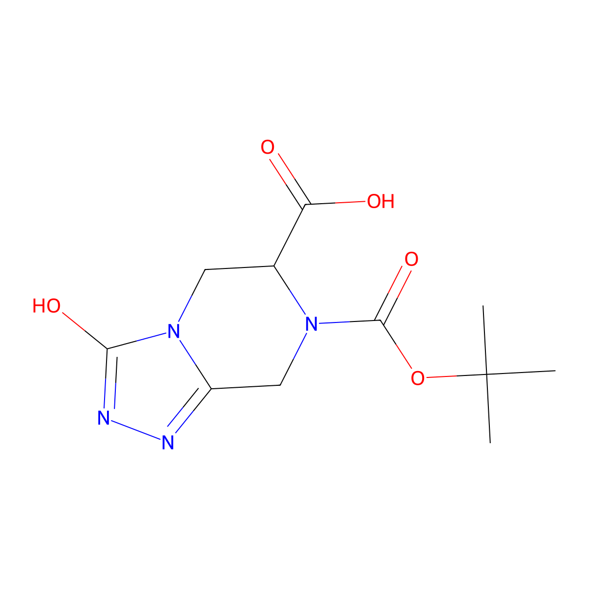 7-[(tert-butoxy)carbonyl]-3-oxo-2H,3H,5H,6H,7H,8H-[1,2,4]triazolo[4,3-a]piperazine-6-carboxylic acid molecular structure, CAS 2384858-59-5