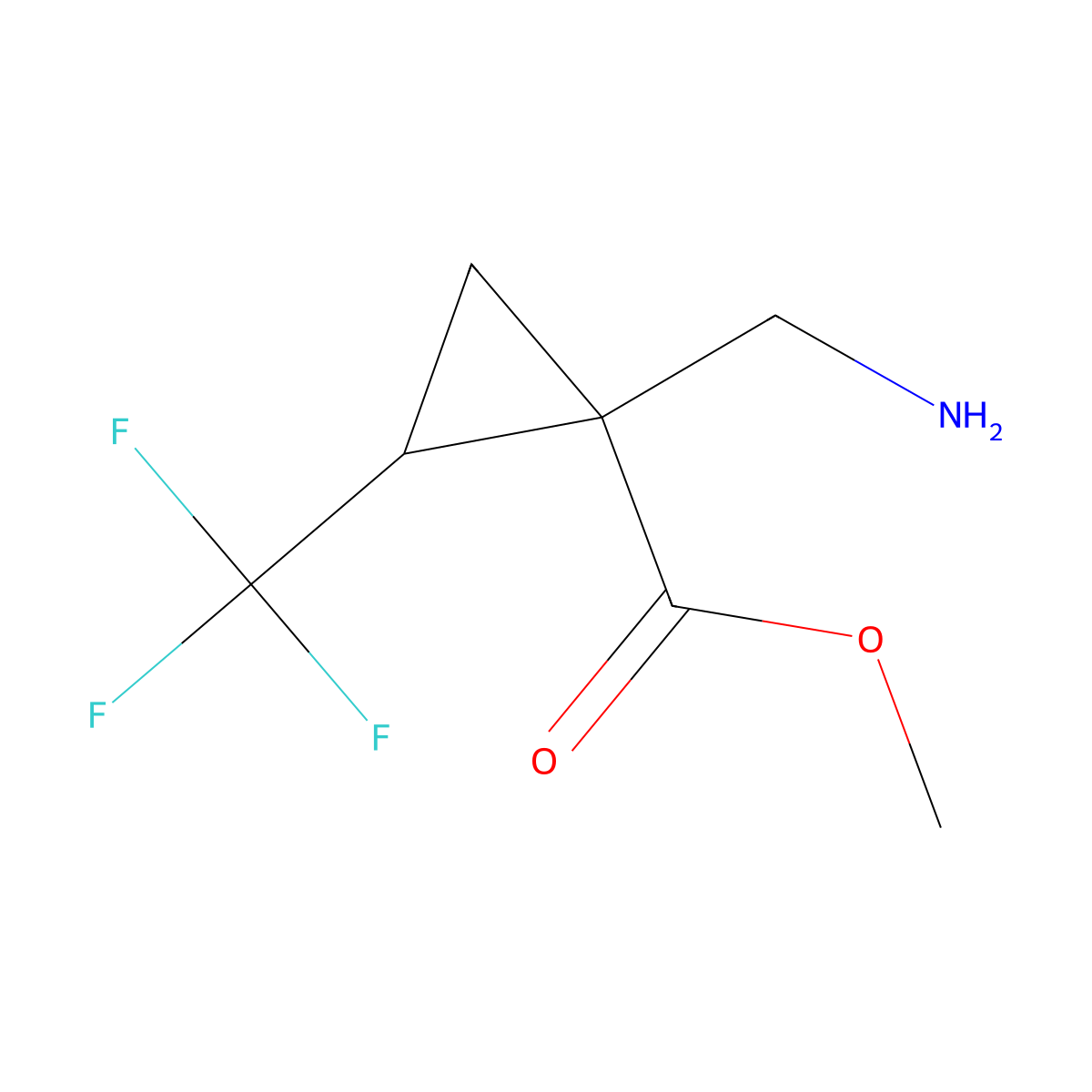 Methyl 1-(aminomethyl)-2-(trifluoromethyl)cyclopropane-1-carboxylate molecular structure, CAS 2384859-09-8