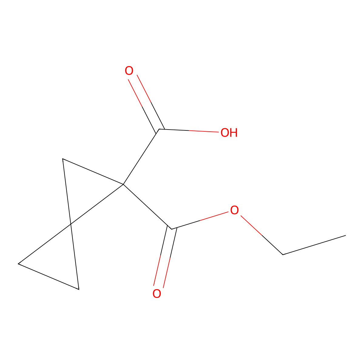 1-(Ethoxycarbonyl)spiro(2.2)pentane-1-carboxylic acid molecular structure, CAS 2384862-04-6