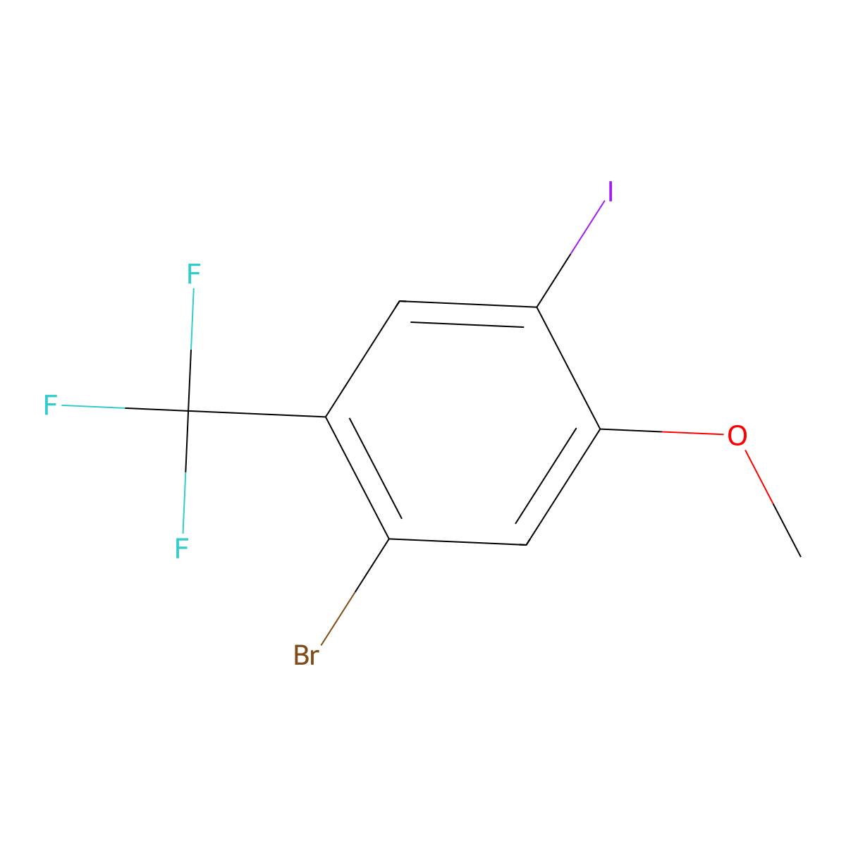 1-Bromo-4-iodo-5-methoxy-2-(trifluoromethyl)benzene molecular structure, CAS 2384872-75-5