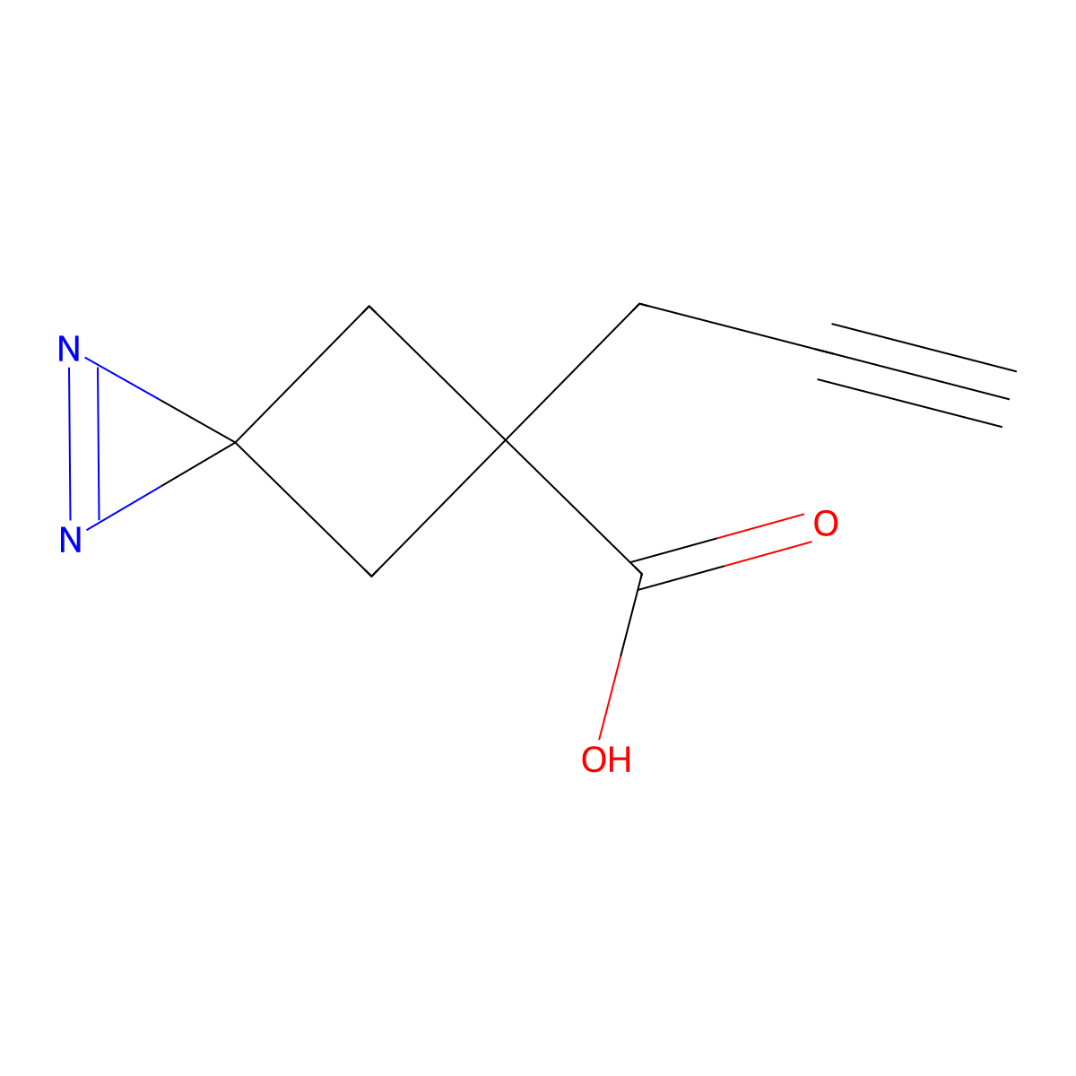 5-(Prop-2-yn-1-yl)-1,2-diazaspiro[2.3]hex-1-ene-5-carboxylic acid molecular structure, CAS 2384877-68-1